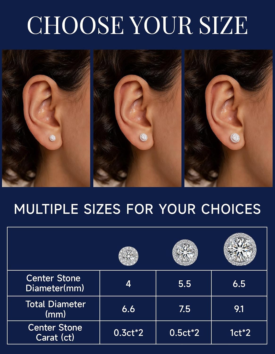 Thumbnail 4 de MomentWish Moissanite Ohrstecker aus Silber 925 (Halo) – hypoallergenes Geschenk für Damen