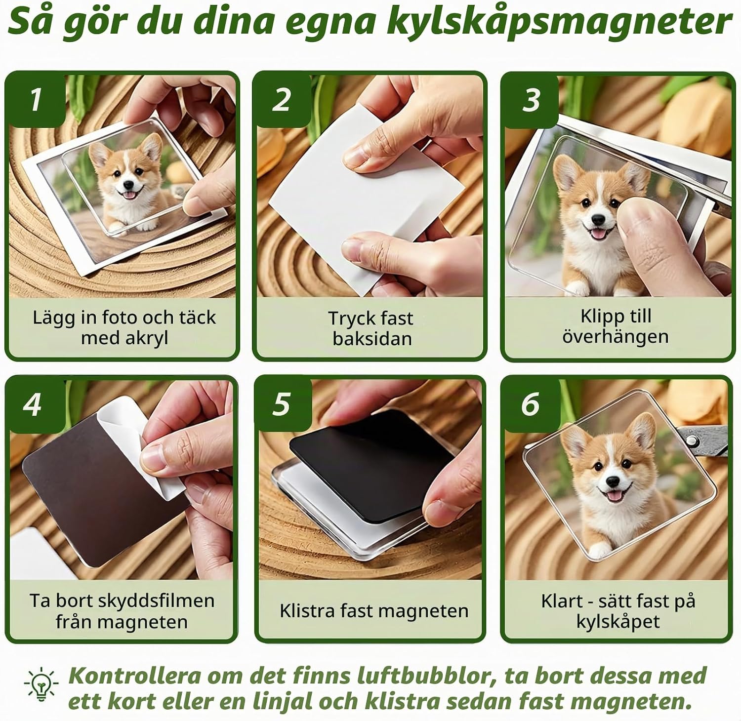 Thumbnail 6 de Brizuf DIY-kylskåpsmagneter i akryl, 25 delar i två storlekar