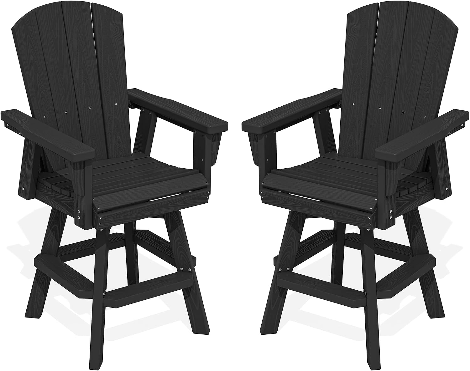 Detalle de SERWALL A041-204 Swivel Adirondack Bar Chairs, Set of 2, Black HDPE