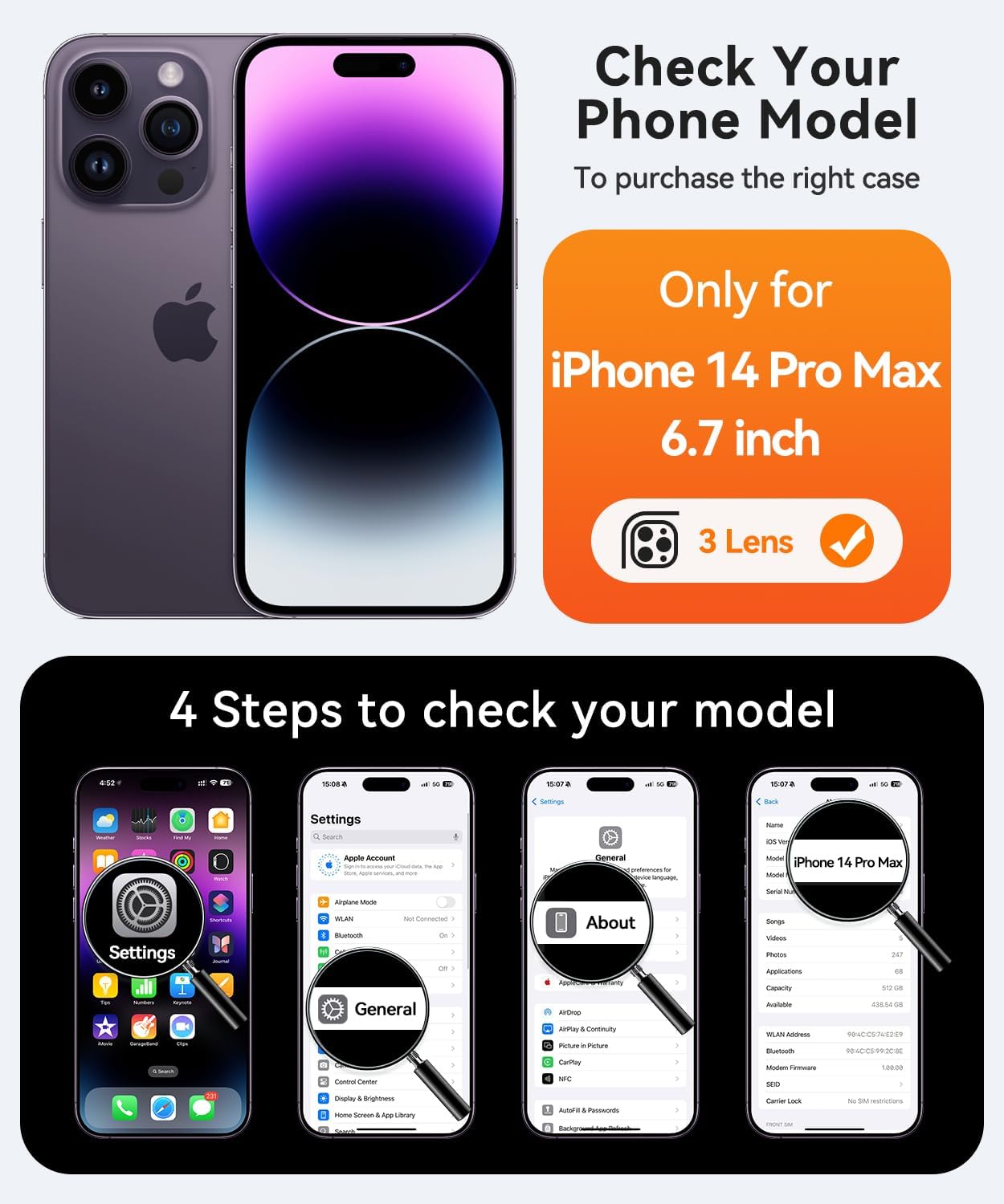 Thumbnail 1 de CANSHN Coque Magnétique iPhone 14 Pro Max 6,7 pouces