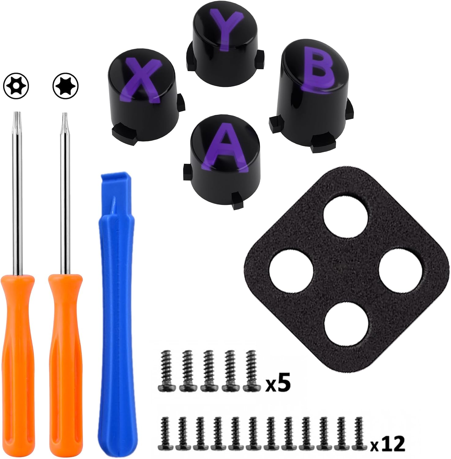 Thumbnail 1 de eXtremeRate Ersatz ABXY Knöpfe für Xbox Series X/S Controller – Dreifarbige Classic Symbolbuttons in Schwarz, Lila und Clear