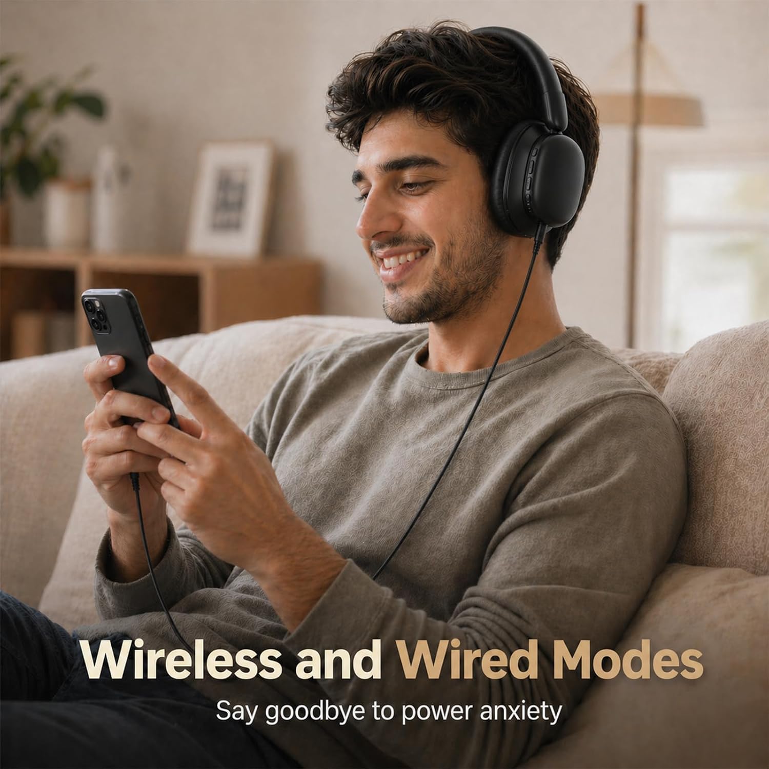 Detalle de Over Ear Bluetooth-Kopfhörer mit High-Resolution Audio, 100 Std. Akkulaufzeit, faltbar, 3 EQ-Modi, Mikrofon – ideal für Reisen und Büro