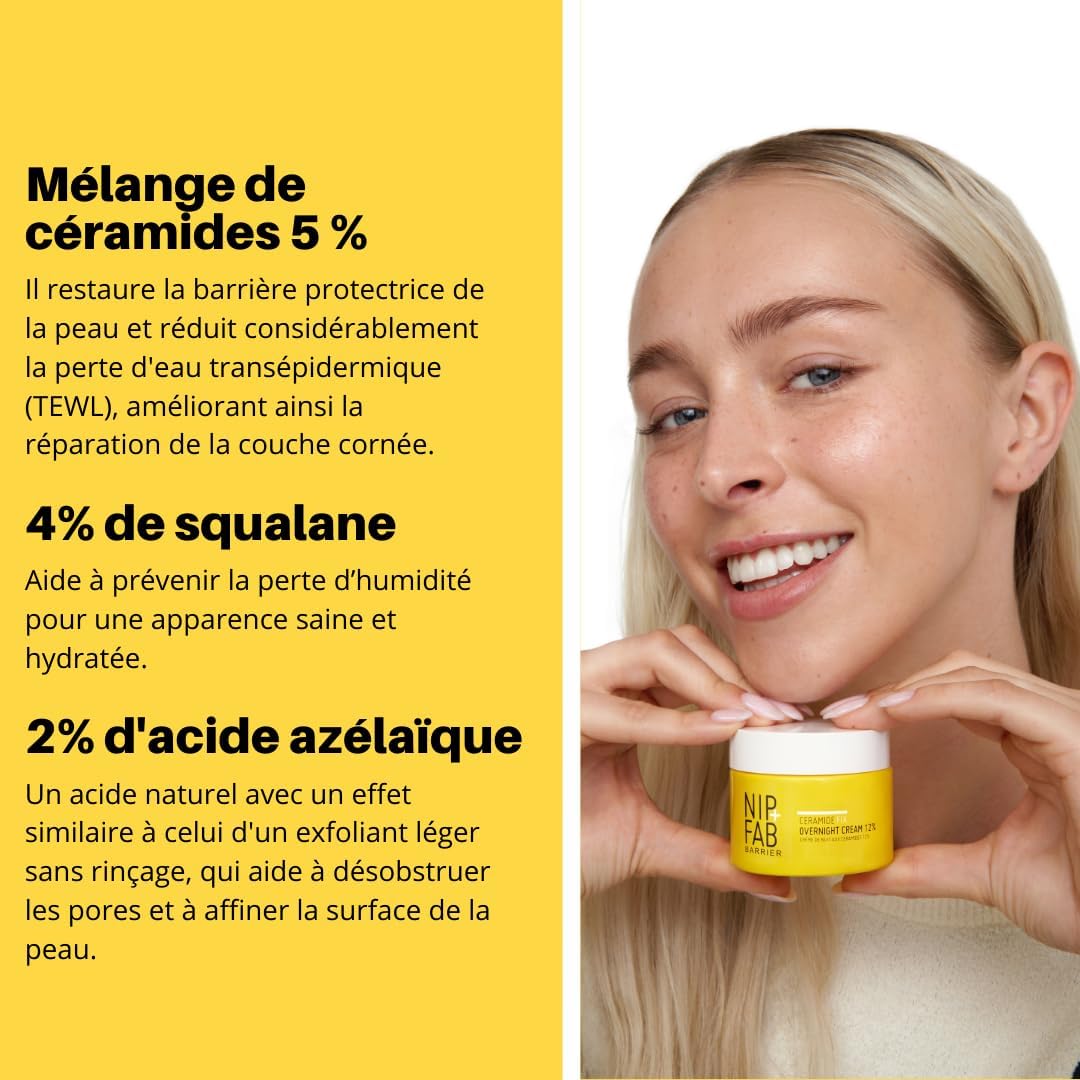 Detalle de Nip+Fab Ceramide Fix Crème de Nuit 12% (50 ml) — soutien de la barrière cutanée et de l’élasticité
