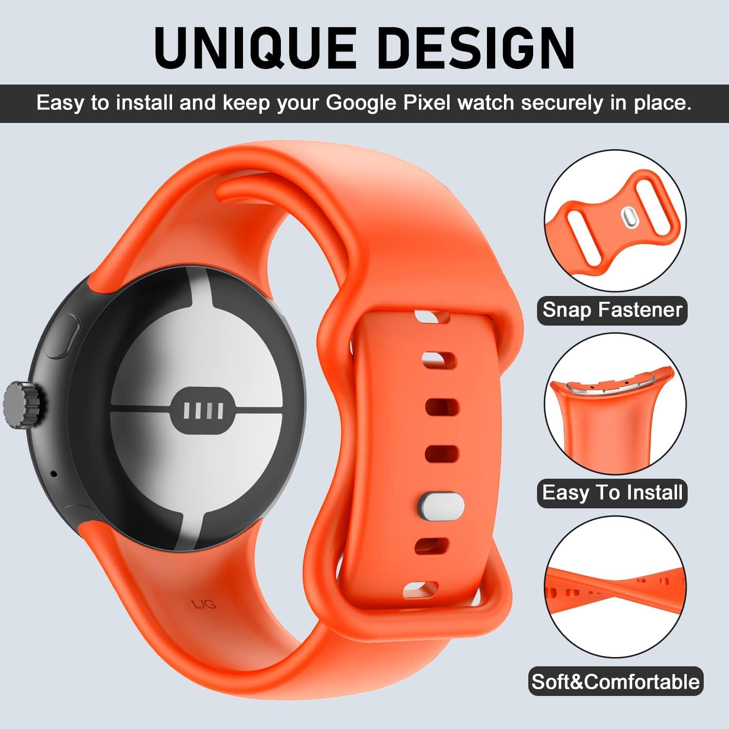 Thumbnail 1 de OVERSTEP Soft Silicone Wristband for Google Pixel Watch (2022/Pixel Watch 2) – Large Size