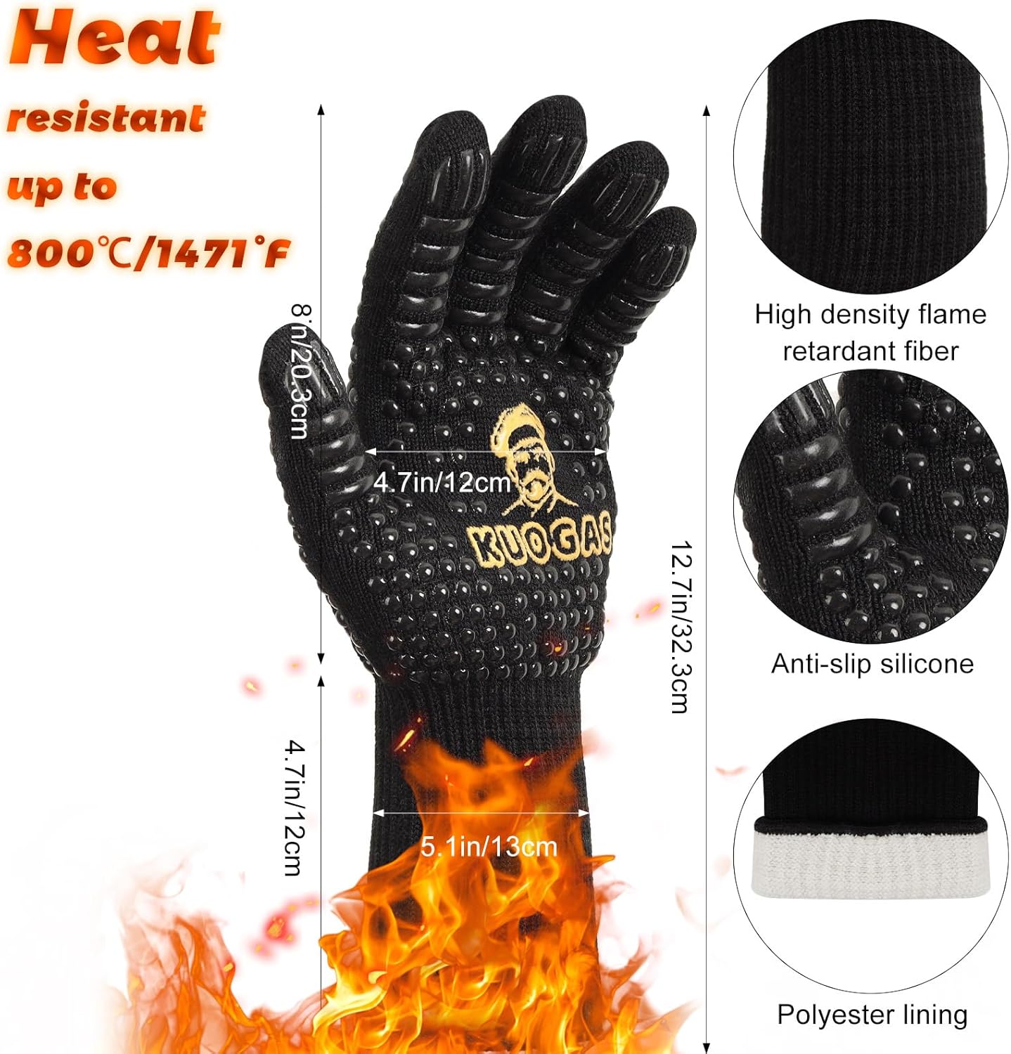Thumbnail 1 de Guanti Barbecue Resistenti al Calore fino a 800°C – Protezione completa per barbecue, forno e più