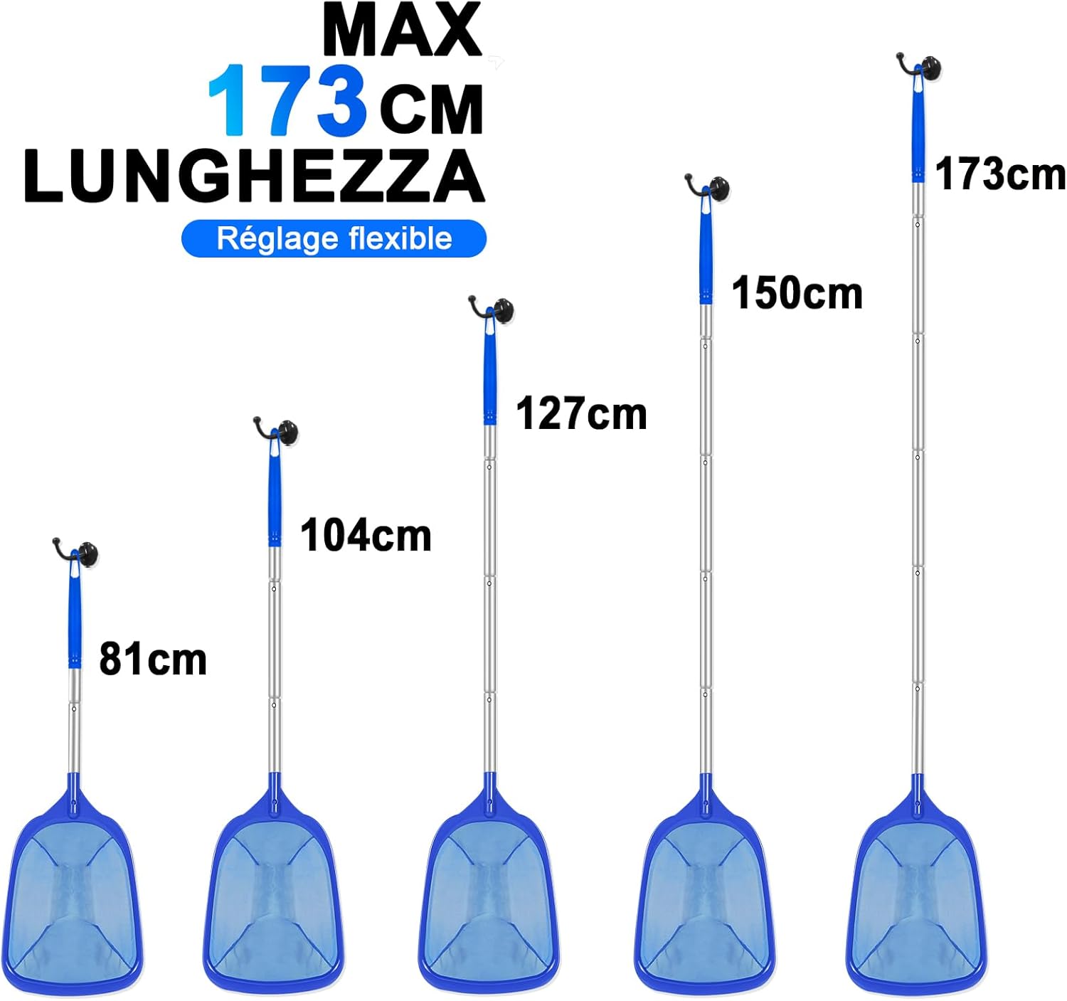 Detalle de KGC Retino per Piscina con Manico 31,7"–5,7 ft | Retino Ultra Fine per Piscine, Vasche Idromassaggio e Laghetti