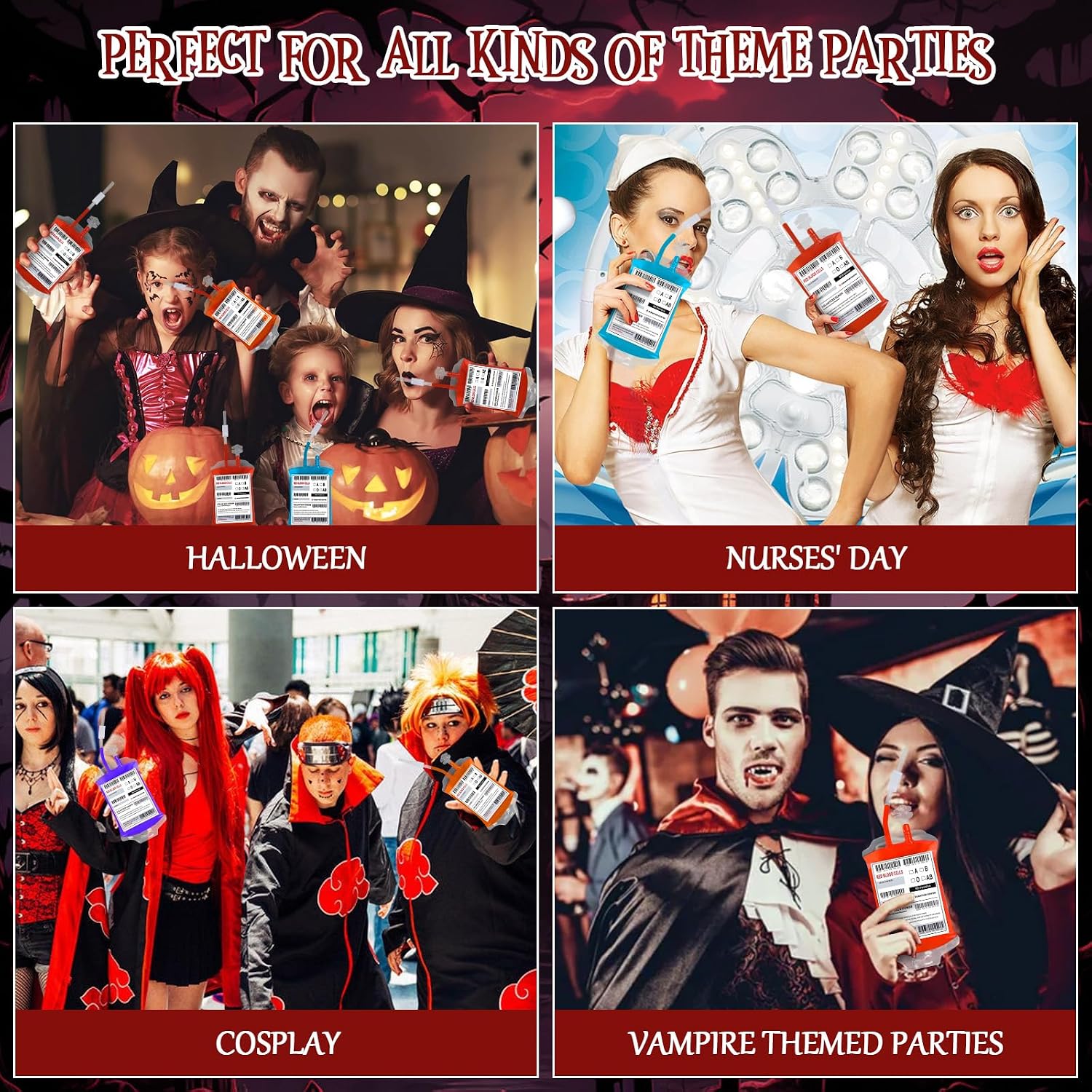 Thumbnail 6 de leconico Halloween Blood Bags for Drinks, 11-Pack 350 mL PVC Pouches