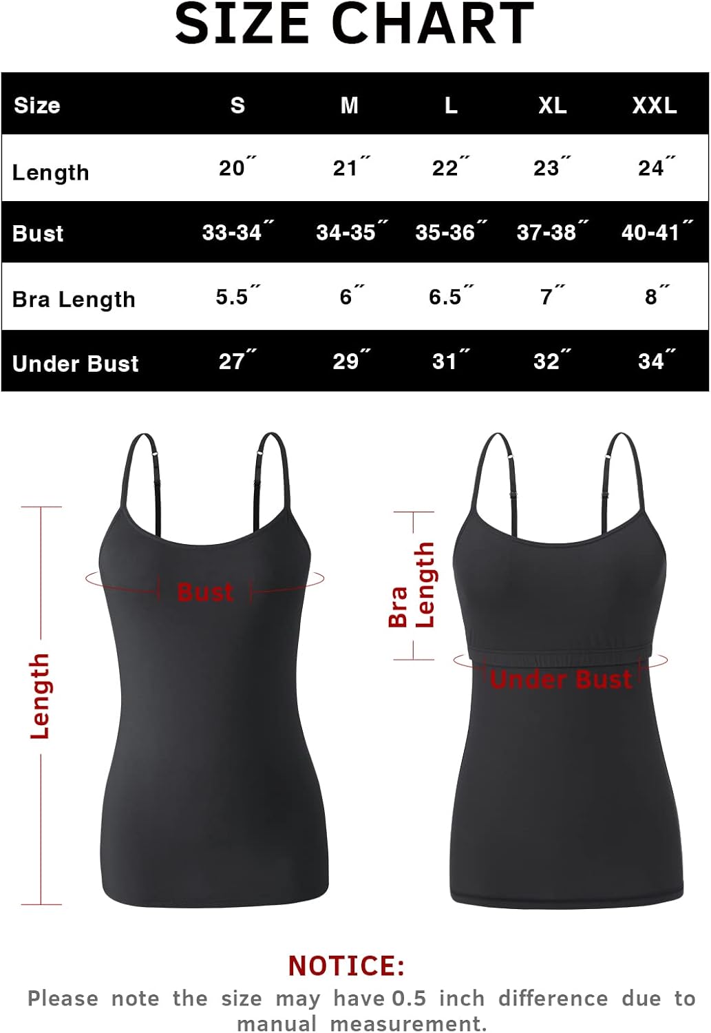 Thumbnail 4 de Air Curvey 3 Pack Camisole Tops with Built-In Bra and Adjustable Straps