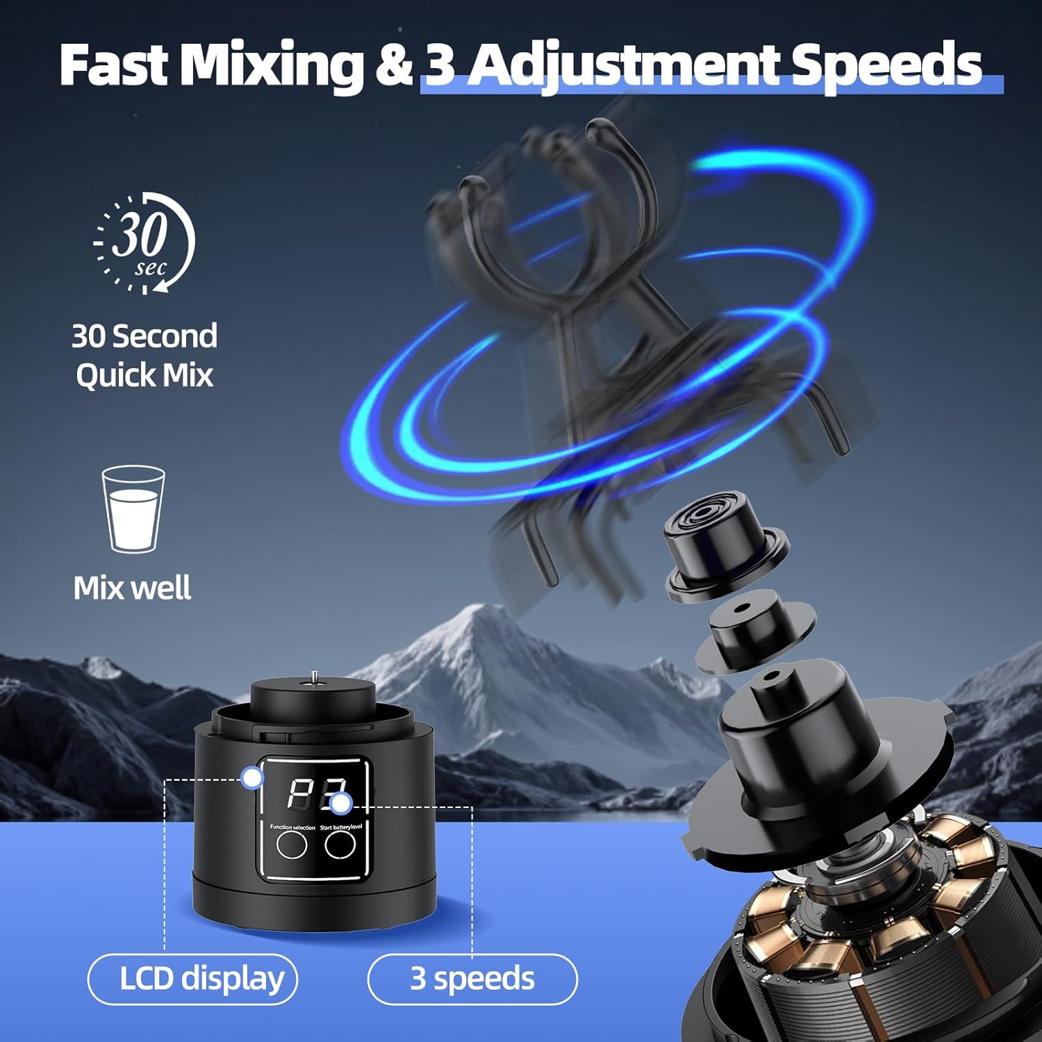 Detalle de RUIHANDA Electric Protein Shaker Bottle 700ml (BPA-free) with USB-C Rechargeable Mixer