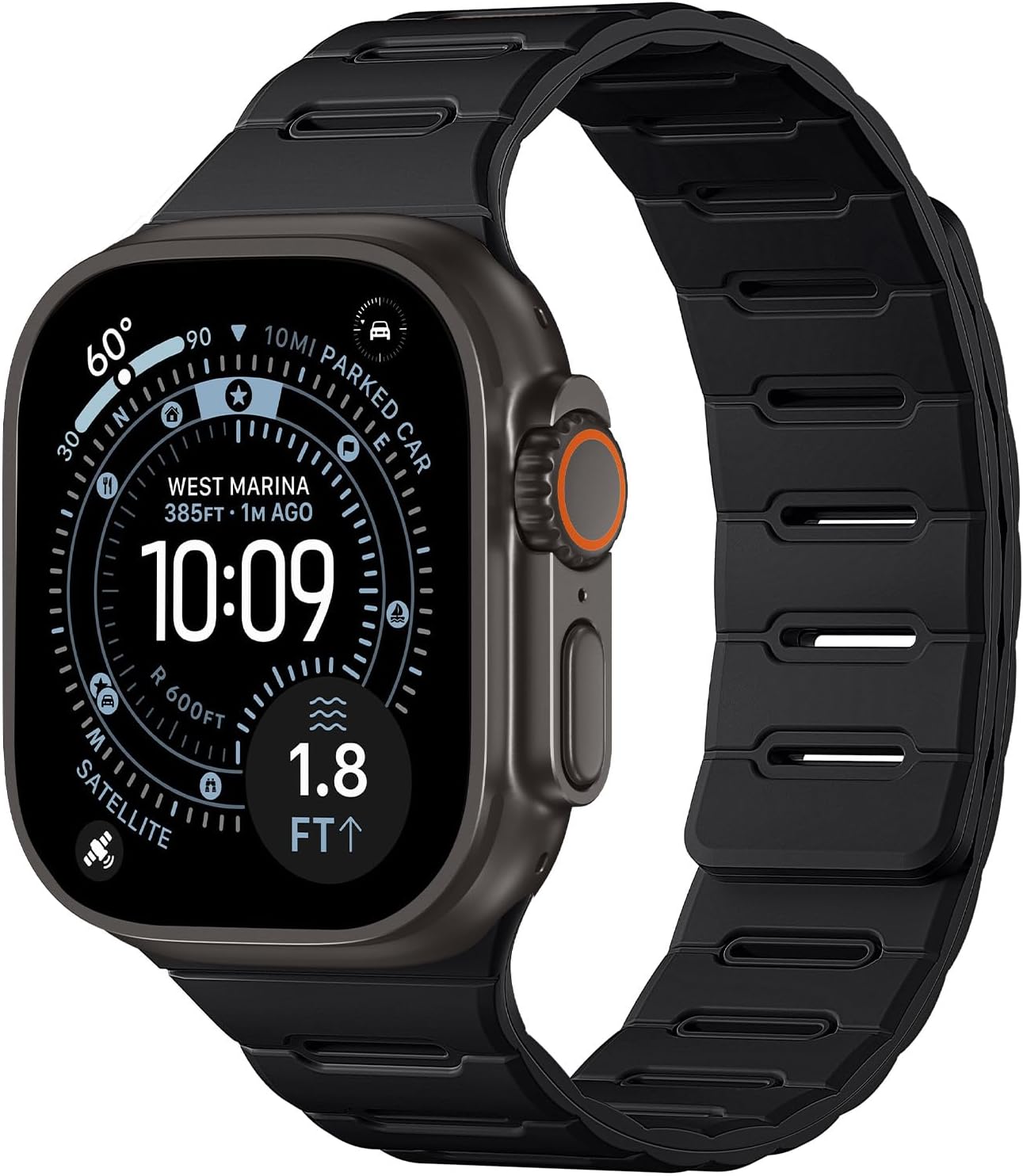 Detalle de Bandletic Double Sided Reversible Strap for Apple Watch (49–42mm) – Magnetic Silicone Sport Band