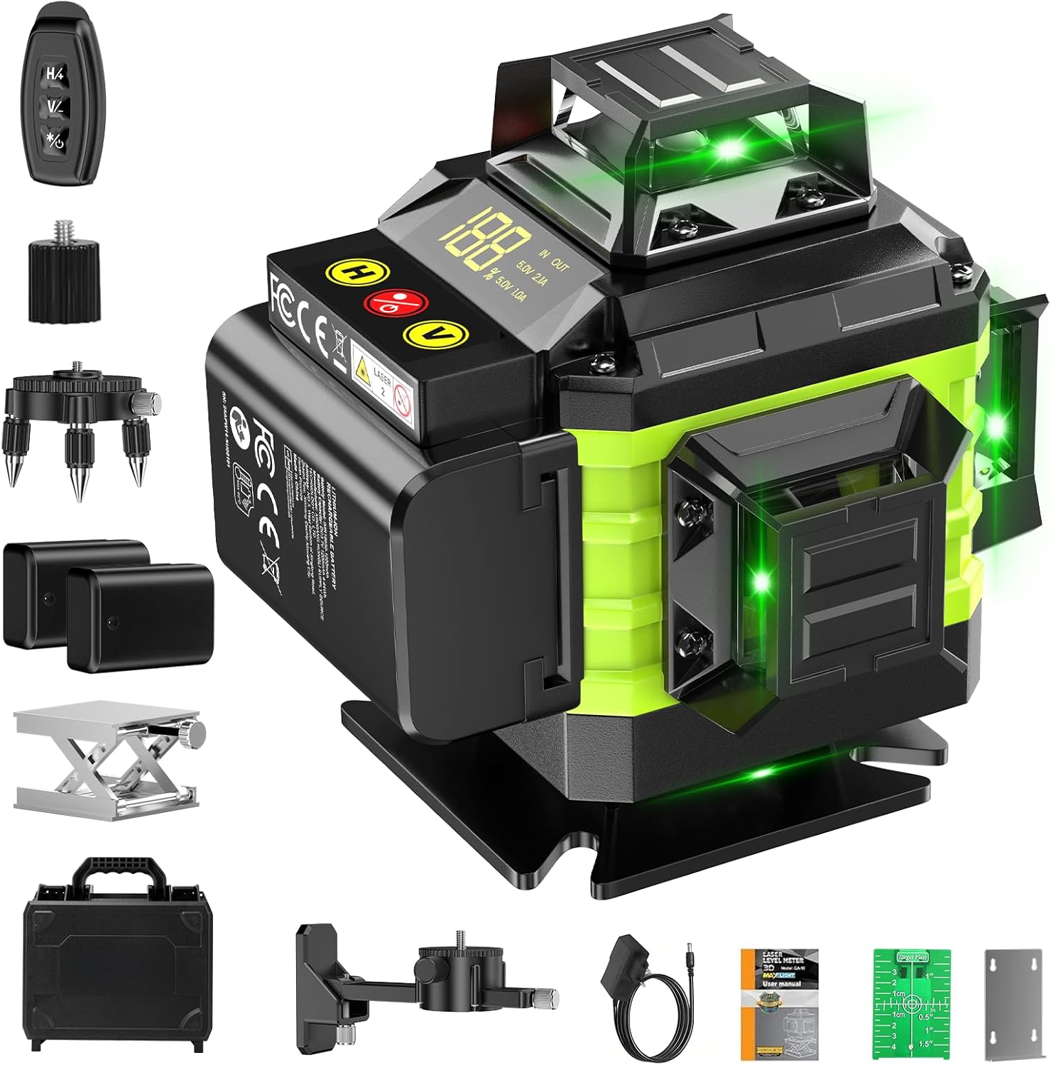 Livella Laser Autolivellante 16 Linee 4x360° Verde con TeleComando e Accessori