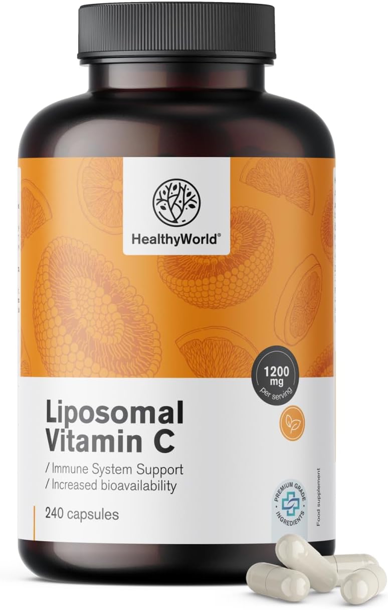 Detalle de HealthyWorld Liposomales Vitamin C – 240 Pflanzenkapseln (1200 mg/Tag) mit Hagebutte & Sonnenblumen-Phospholipiden