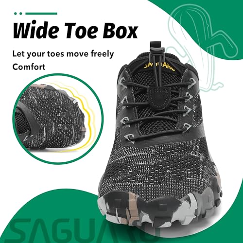 Detalle 2 de SAGUARO Zapatillas Barefoot Minimalistas para Hombre y Mujer (Negro Tinta, 47 EU) – Ligero entrenamiento y outdoor