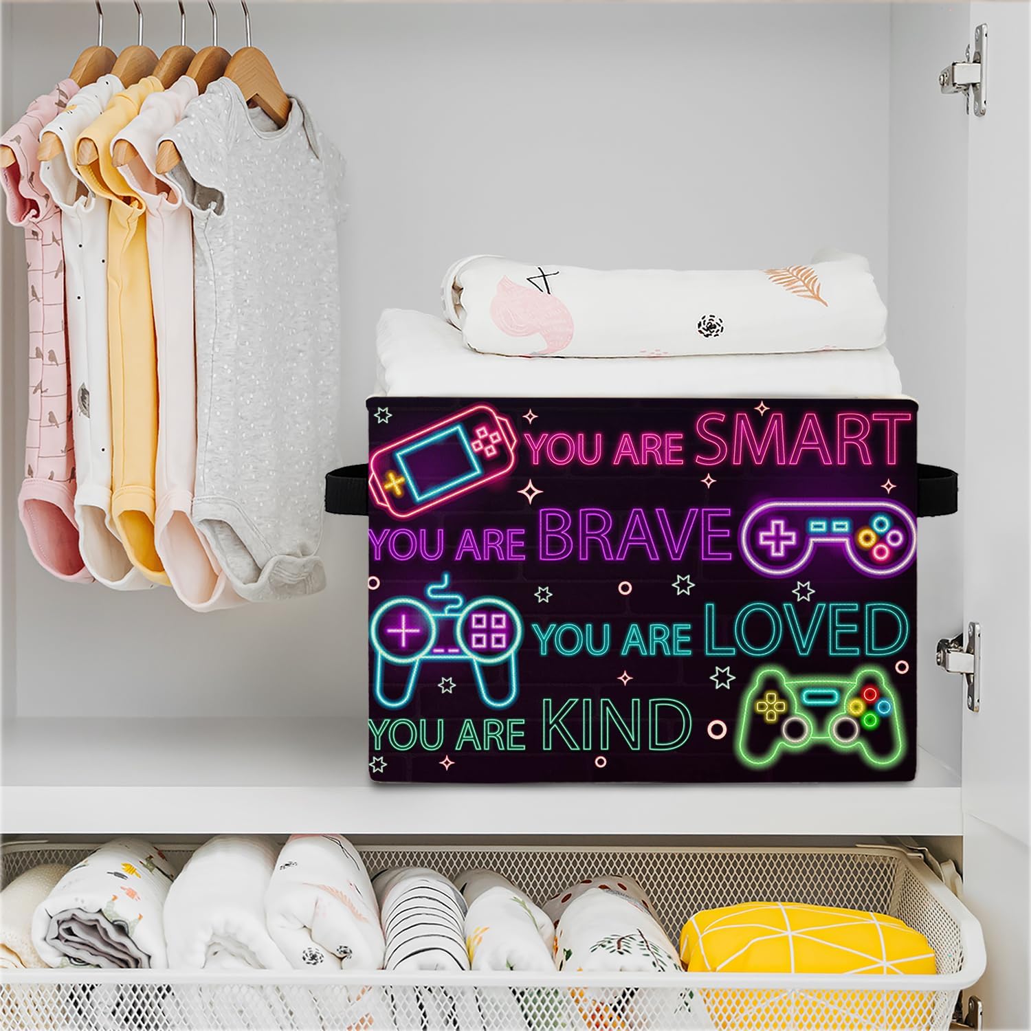 Thumbnail 3 de Elefeltclave 591 Collapsible Storage Bin, GAME Print, Polycotton, 14.3 x 10.6 x 10.6 Inches