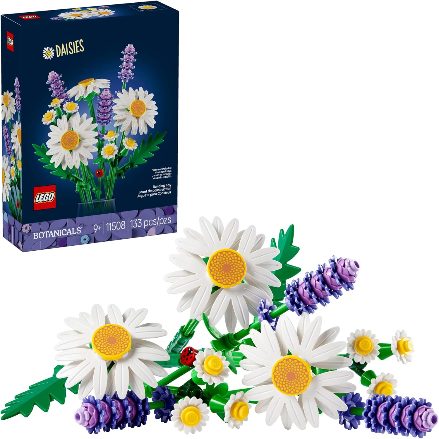 Detalle de LEGO Botanicals Daisies Building Toy (11508) – 133-Piece Flower Display Kit for Ages 9+