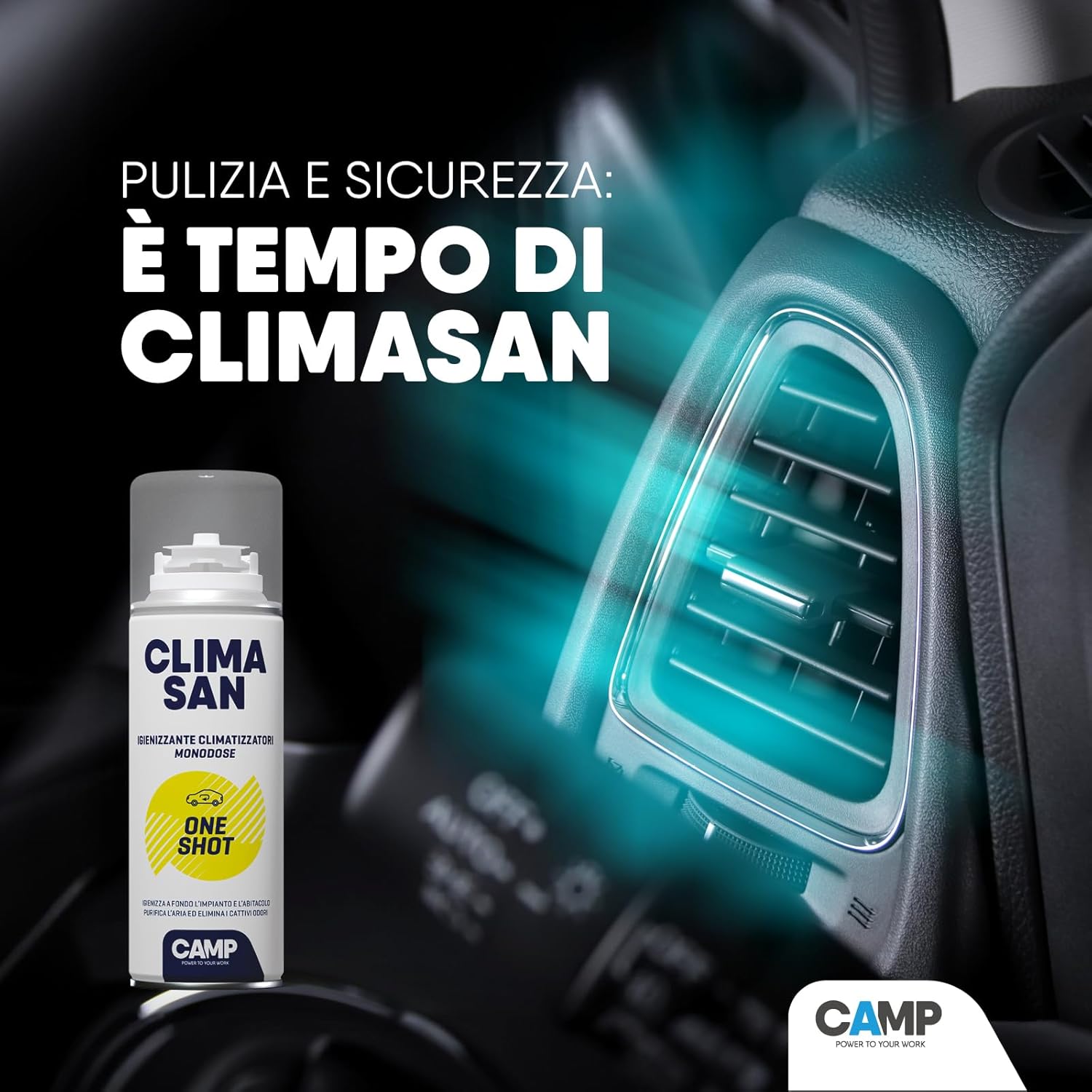 Thumbnail 1 de CAMP Climasan One Shot Spray – Igienizzante monodose per climatizzatore e abitacolo auto, 200 ml