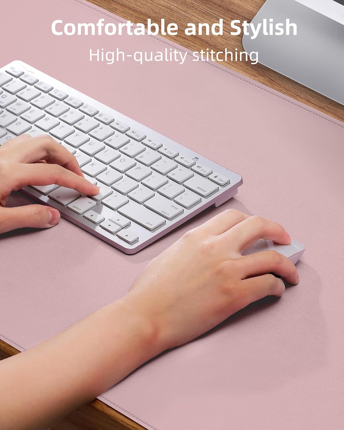 Detalle de AFIING Leather Desk Mat Protector 80 x 40 cm – Light Pink