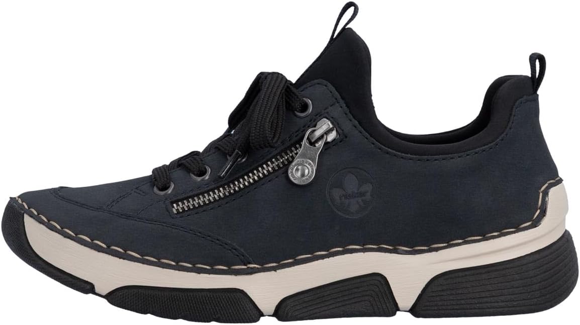 Detalle de Rieker Damen Low-Top Sneaker 45973 – Halbschuhe aus elastischem Scuba-Material