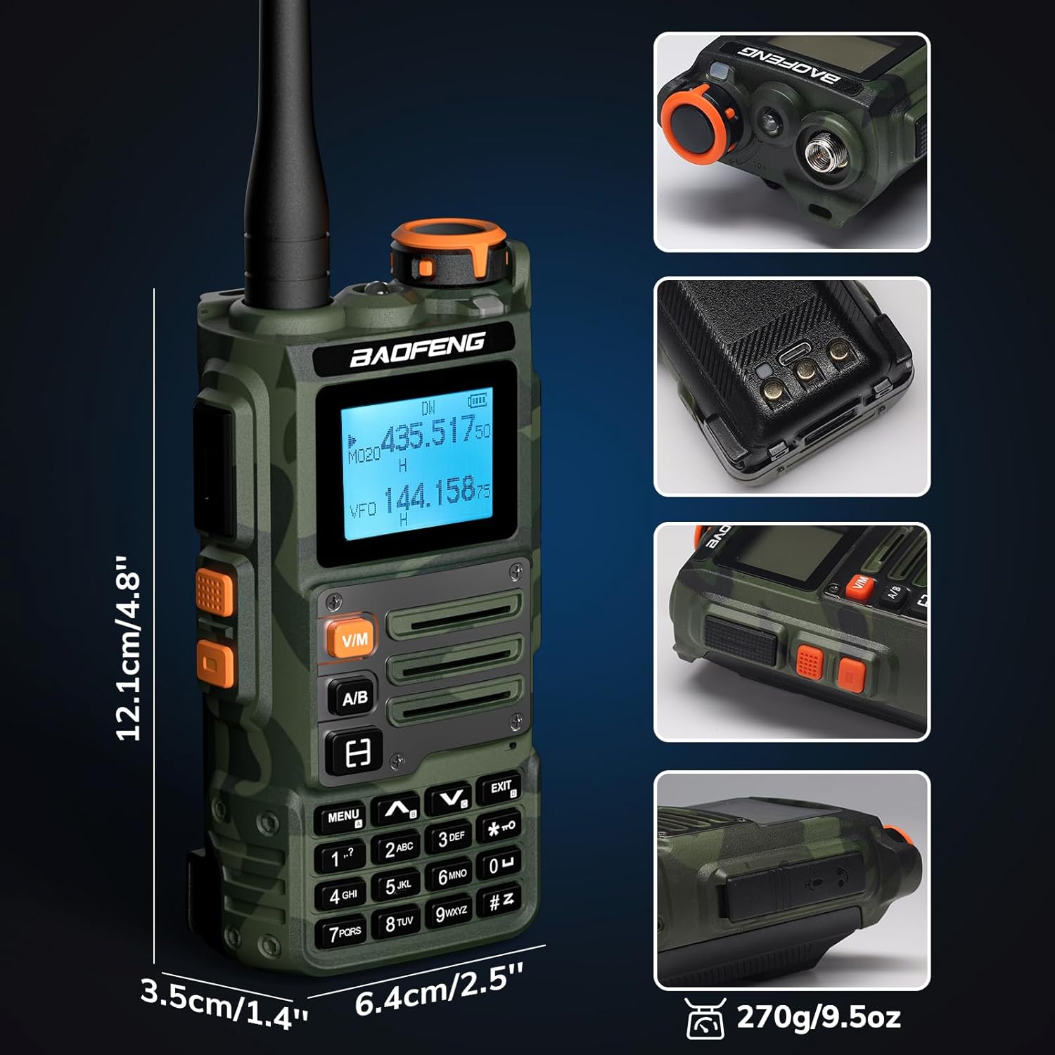 Thumbnail 6 de BaoFeng K63 6W Walkie Talkie tri-band UHF/VHF + radio portatile con batteria 2600 mAh e schermo a colori
