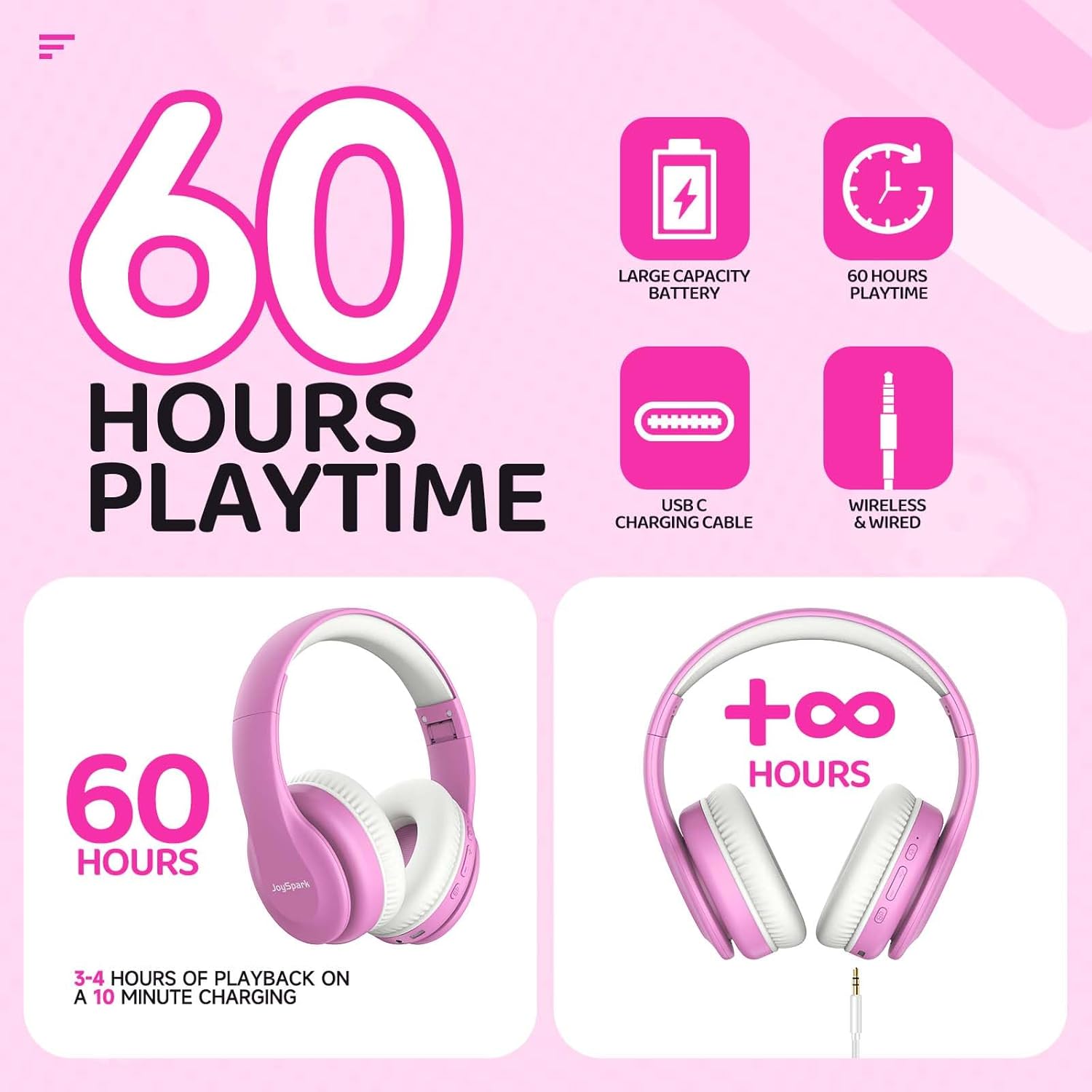 Thumbnail 3 de JoySpark Kids Bluetooth Headphones 60h