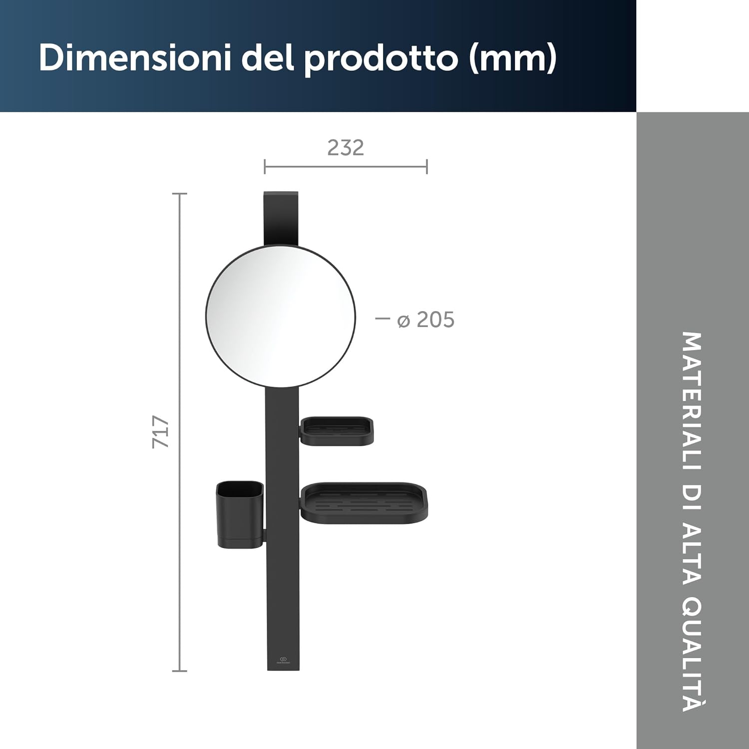 Thumbnail 6 de Ideal Standard Alu+ Barra multifunzione: combinazione di accessori S con specchio Ø205 mm
