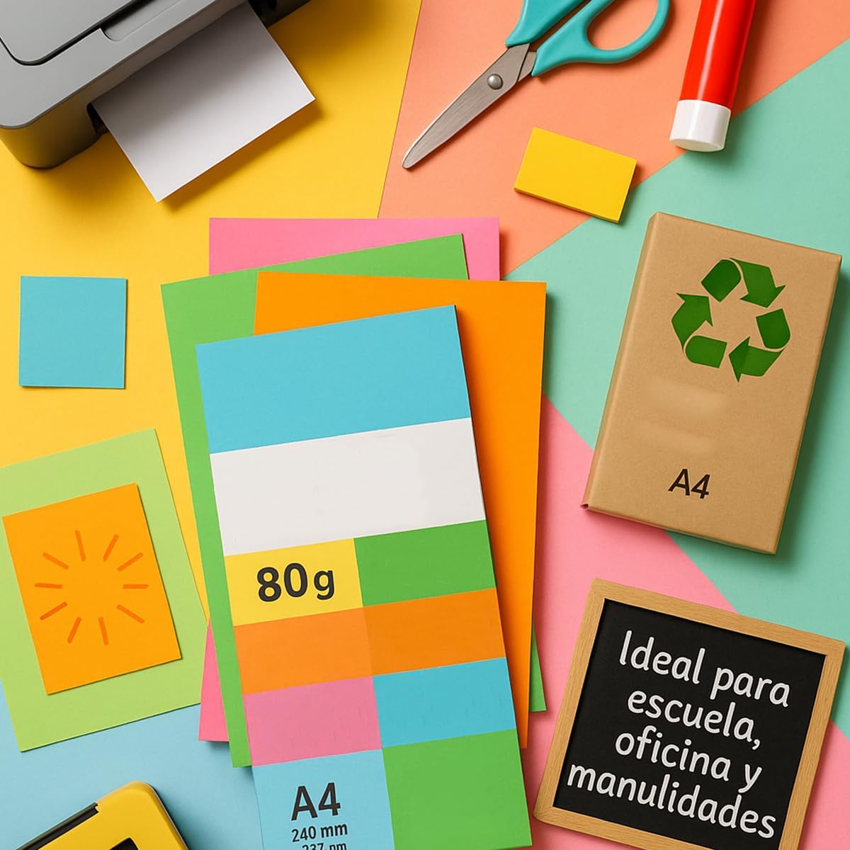 Thumbnail 4 de Fogli Colorati A4 100 Fogli 80 g – Carta Colorata per Lavoretti, Scrapbooking e Origami