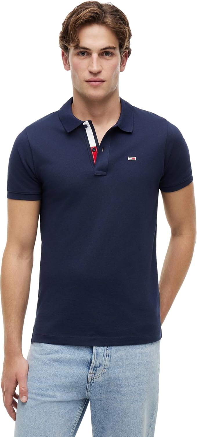 Detalle de Tommy Jeans Herren Poloshirt Kurzarm Slim Fit – zeitloser Klassiker in 100% Baumwolle