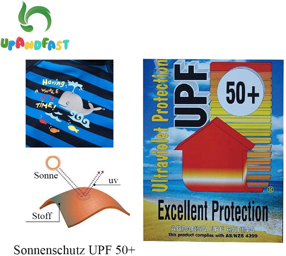 Thumbnail 4 de upandfast Baby Jungen Badeanzug mit Sonnenhut UPF 50+ und Reißverschluss – einteilig fürs Planschen