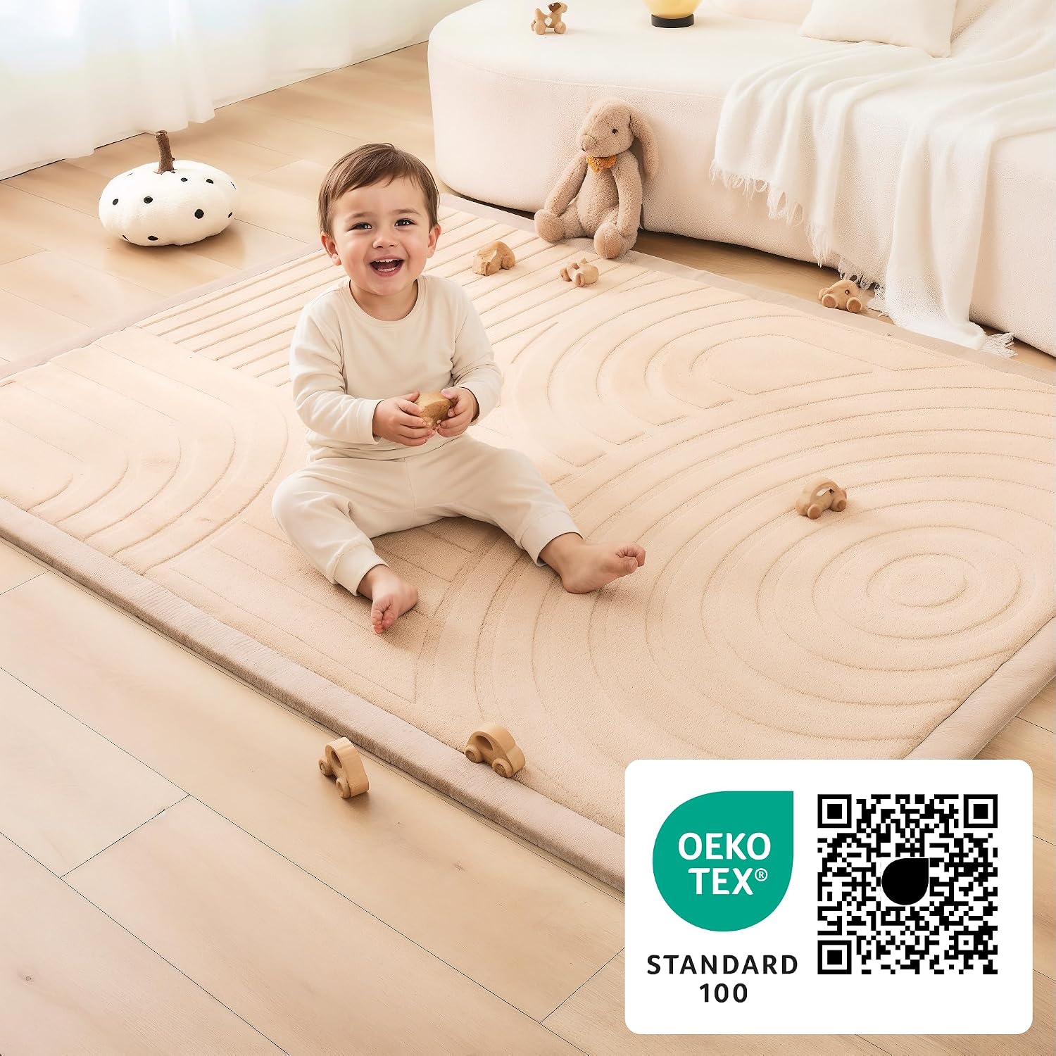 Thumbnail 6 de Premium Large Coral Velvet Baby Play Mat 200x150x2.5cm (Blue) – memory foam tatami-style rug with non-slip backing