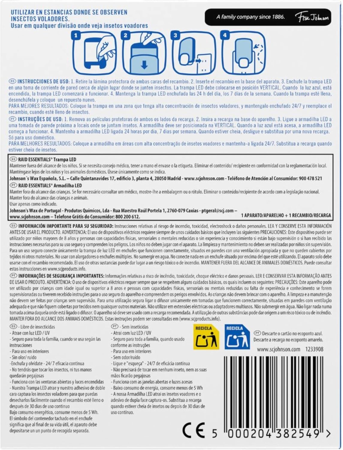Detalle 2 de Raid Essentials Trampa LED Antimoscas 1 aparato