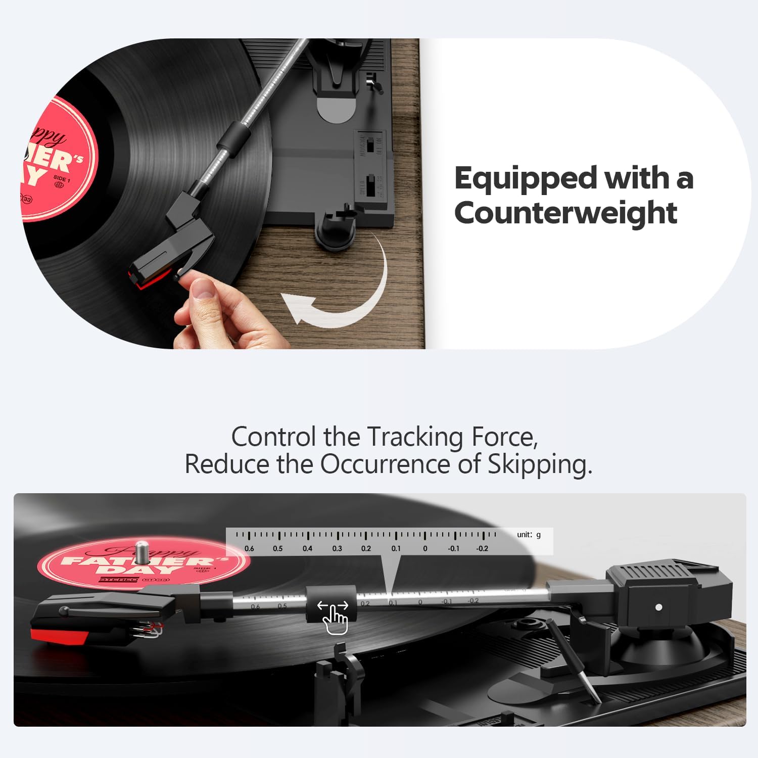 Thumbnail 5 de FYDEE Platine Vinyle Tourne-Disque Bluetooth 3 vitesses