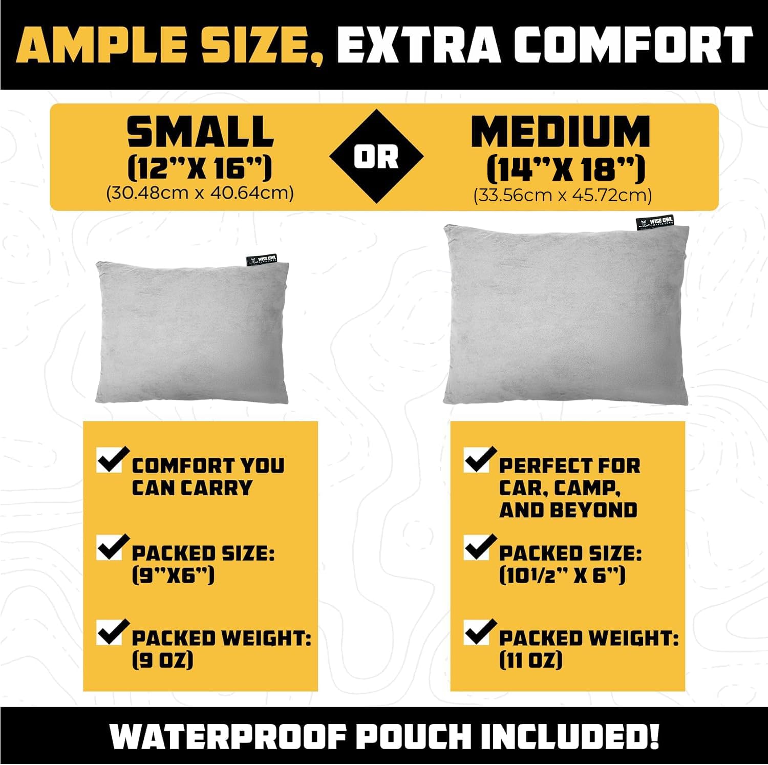 Thumbnail 2 de Wise Owl Outfitters Camping Pillow (Small/Medium): Memory Foam Travel Pillow for Sleep Anywhere