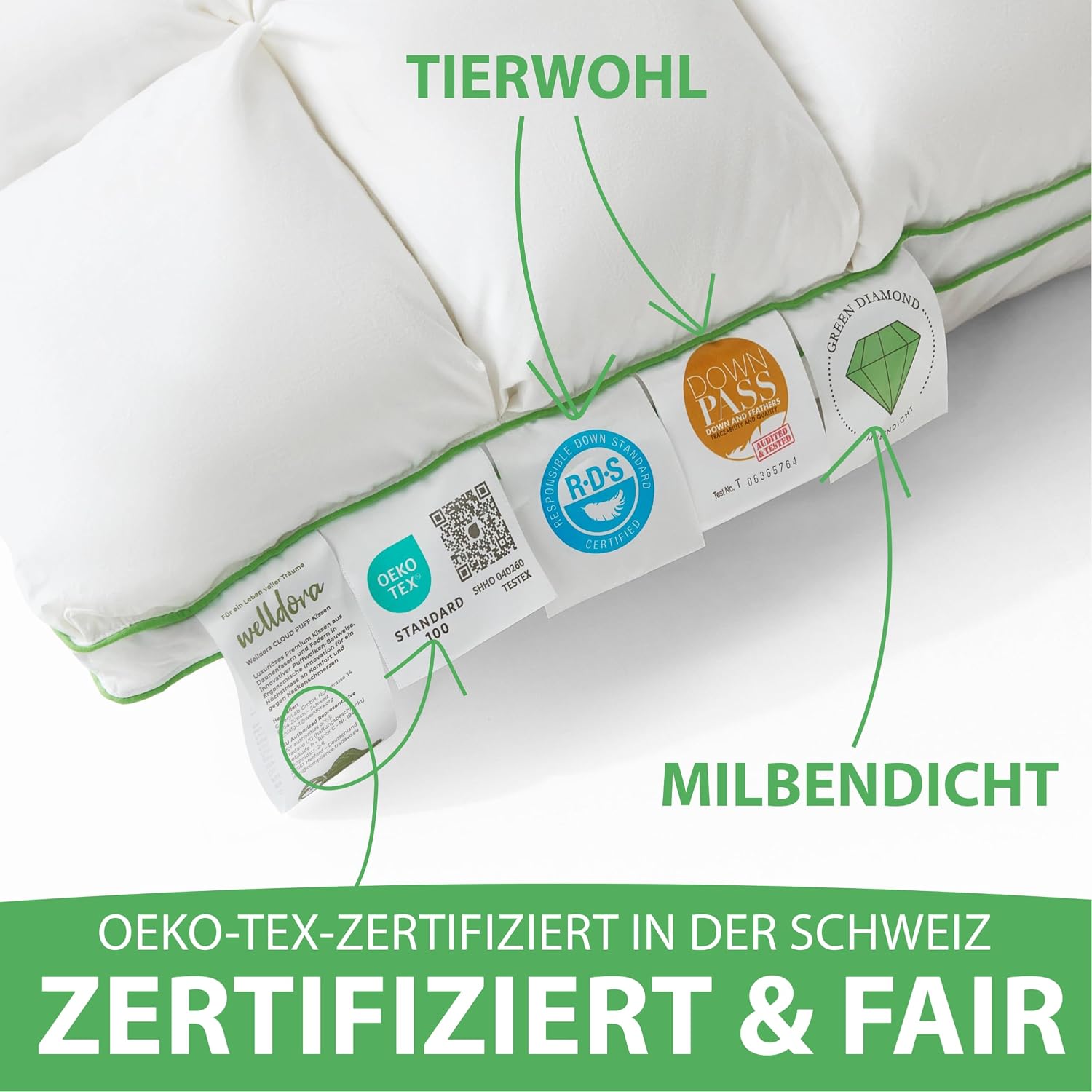 Detalle 2 de Welldora Premium Kopfkissen 80x80
