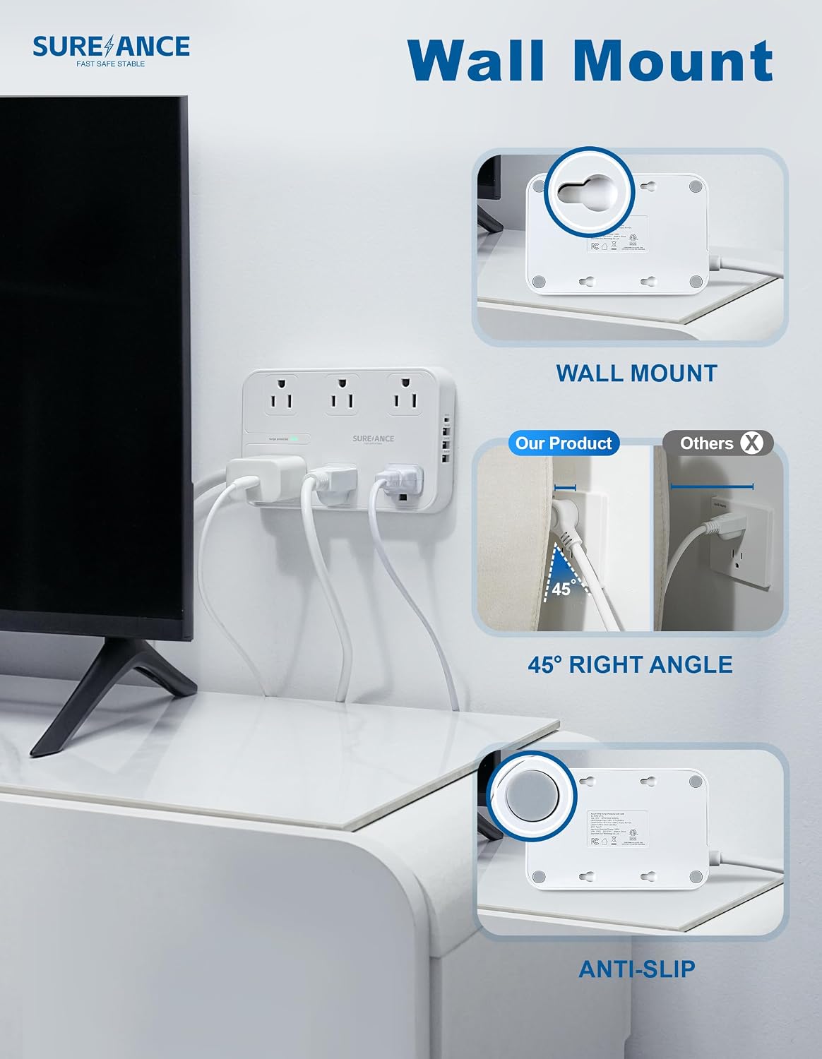 Thumbnail 4 de SUREANCE 6-Outlet Power Strip with USB-C, 1050J ๐