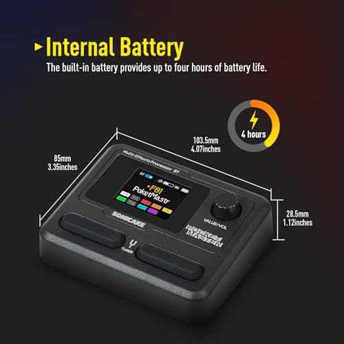 Detalle 2 de SONICAKE Multieffetto Pedale per chitarra: 9 Moduli, 100 preset, USB/OTG e App Pocket Master