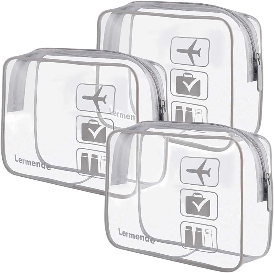 Detalle de Lermende Trousse de Toilette Transparente TSA - 1 Litre, sac à liquides conforme aéroport, pratique et robuste