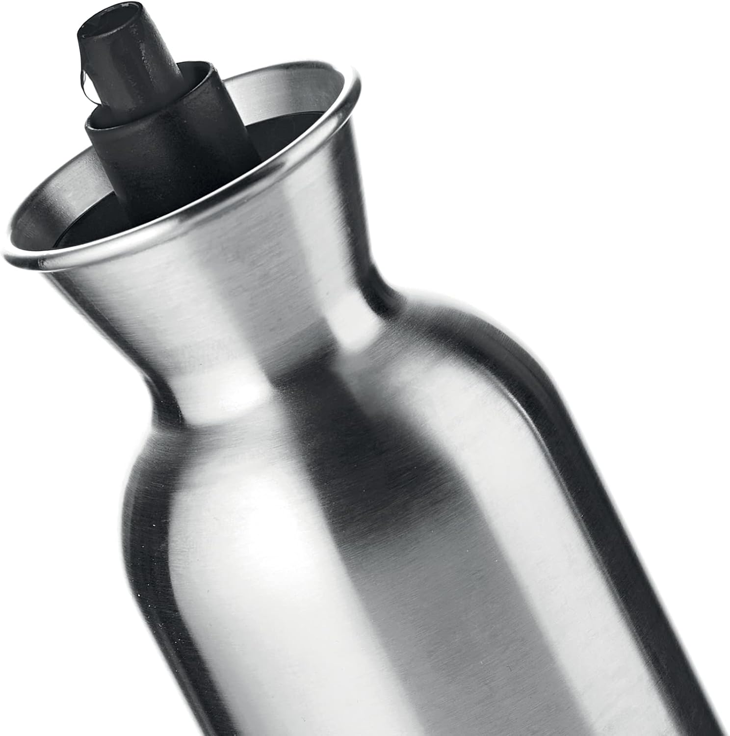Detalle de Guzzini Kitchen Active Design PERFECT DRESSING STEEL EDITION – Öl-Essig-Set aus Edelstahl, Schwarz, Ø 6,5 x H 22,5 cm, 500 ml