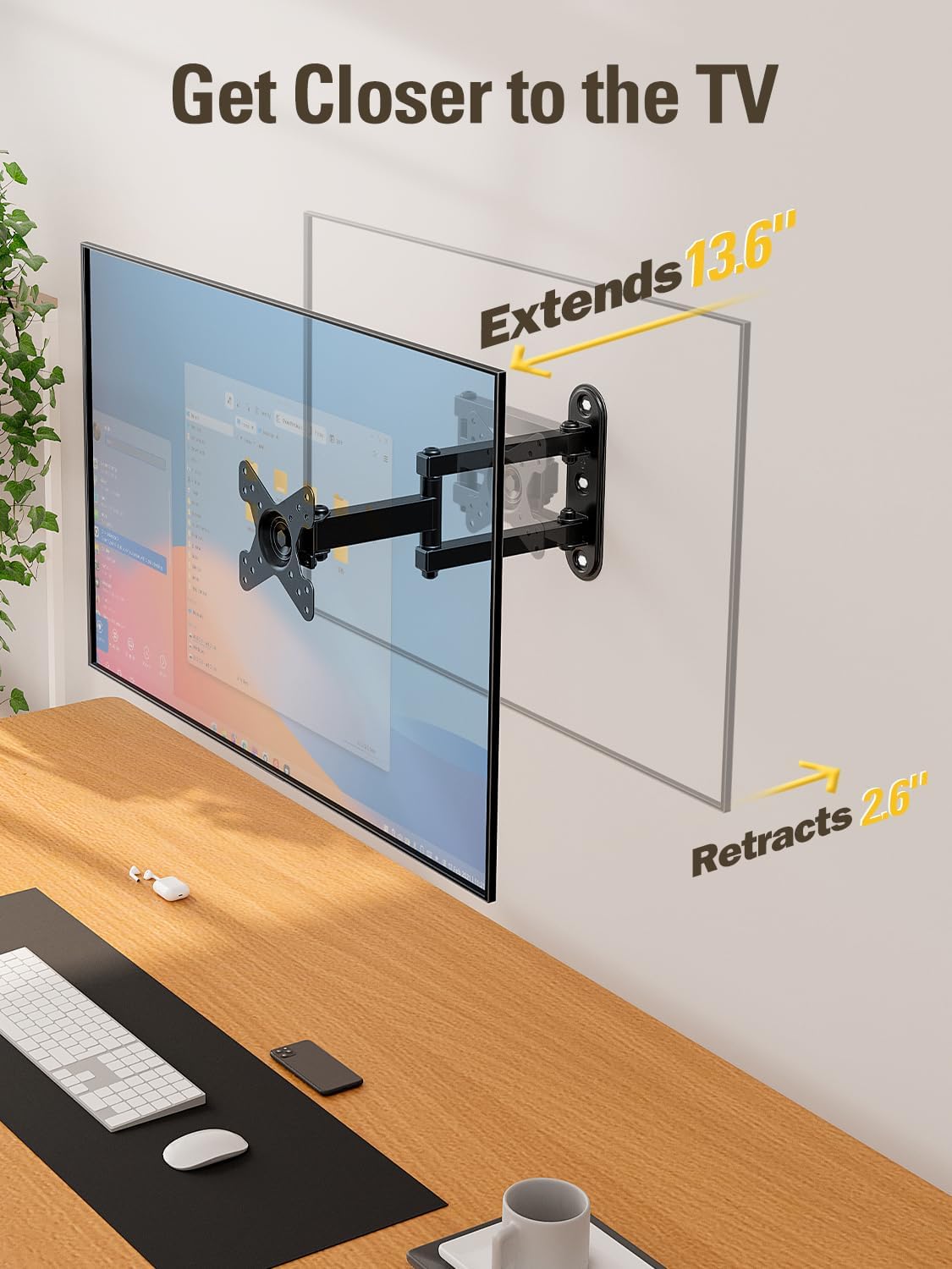 Thumbnail 3 de Mounting Dream MD2463 UL Listed Full Motion TV Wall Mount for 10–26 Inch Displays