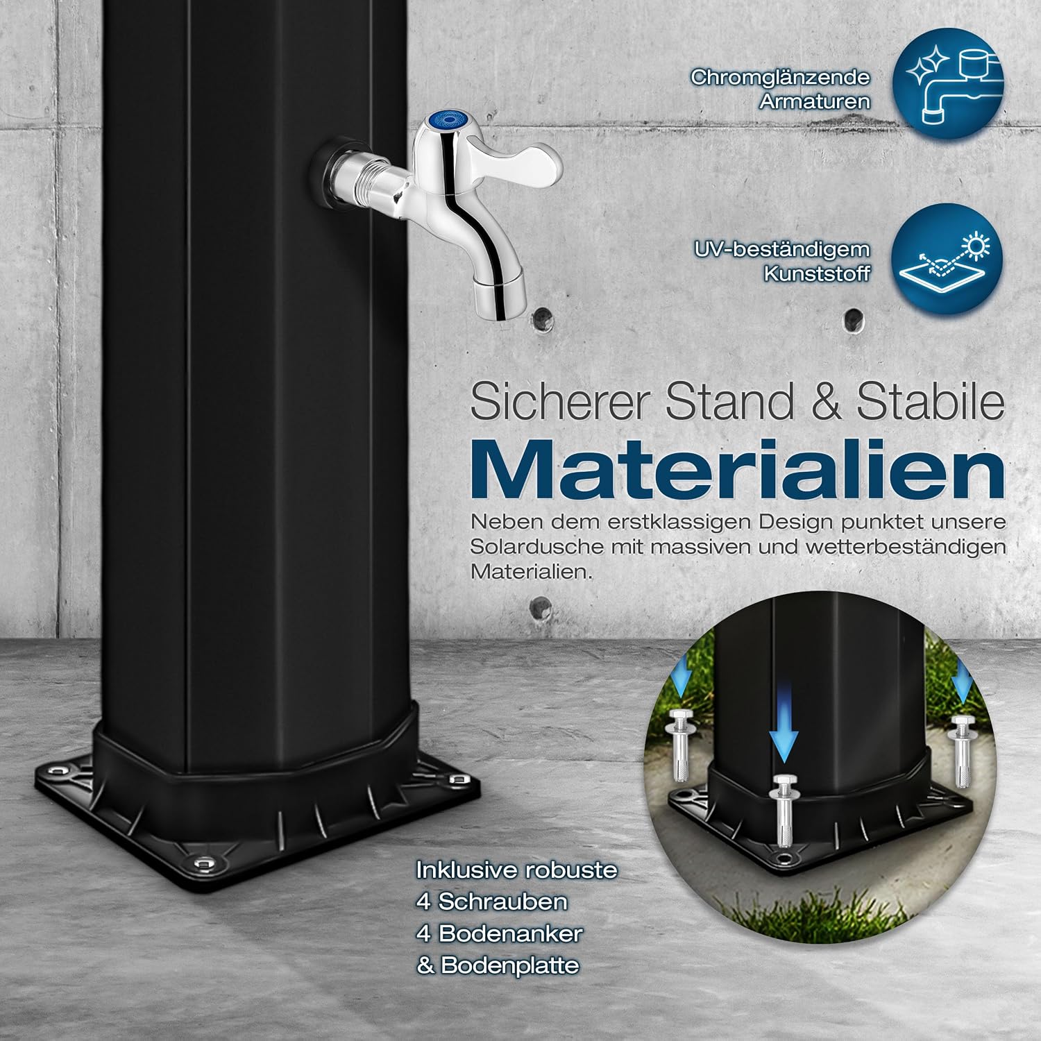 Detalle 2 de tillvex Solardusche 35 L inklusive Schutzhaube