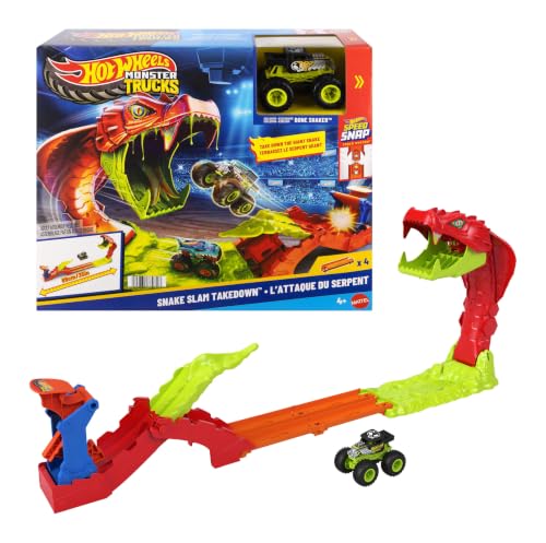 Detalle de Hot Wheels Monster Trucks Snake Slam Takedown & Exclusive Bone Shaker