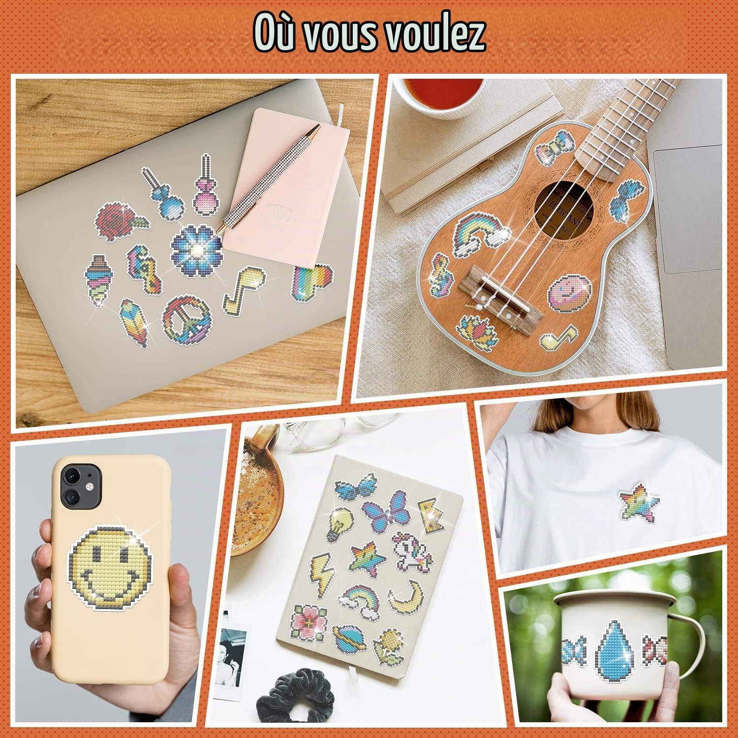 Detalle 2 de ARTDOT AD-DPK-FDS38 diamond painting-stickerset voor kinderen, 38 stuks