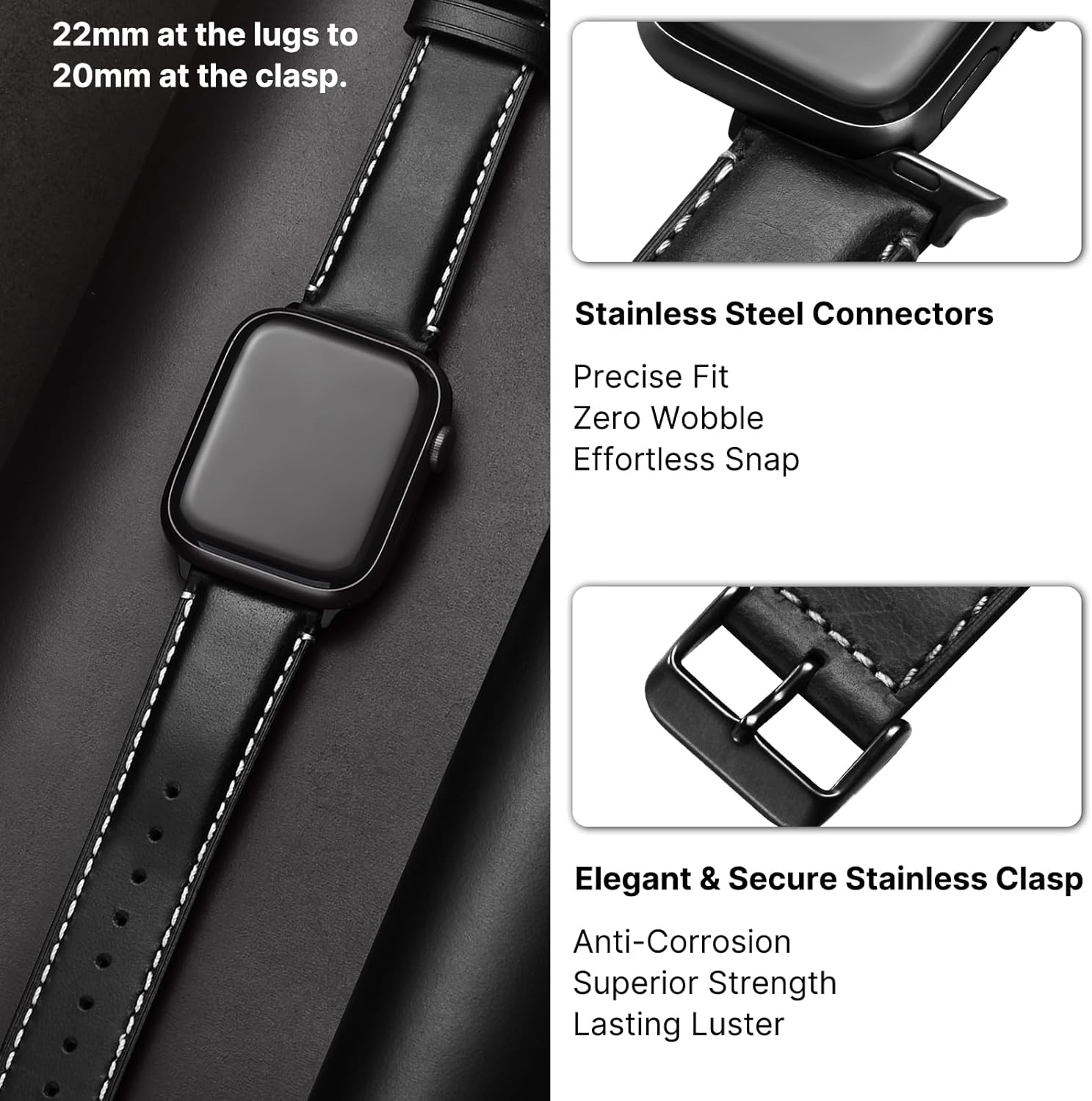 Thumbnail 6 de Fullmosa leather Apple Watch strap 42-46mm