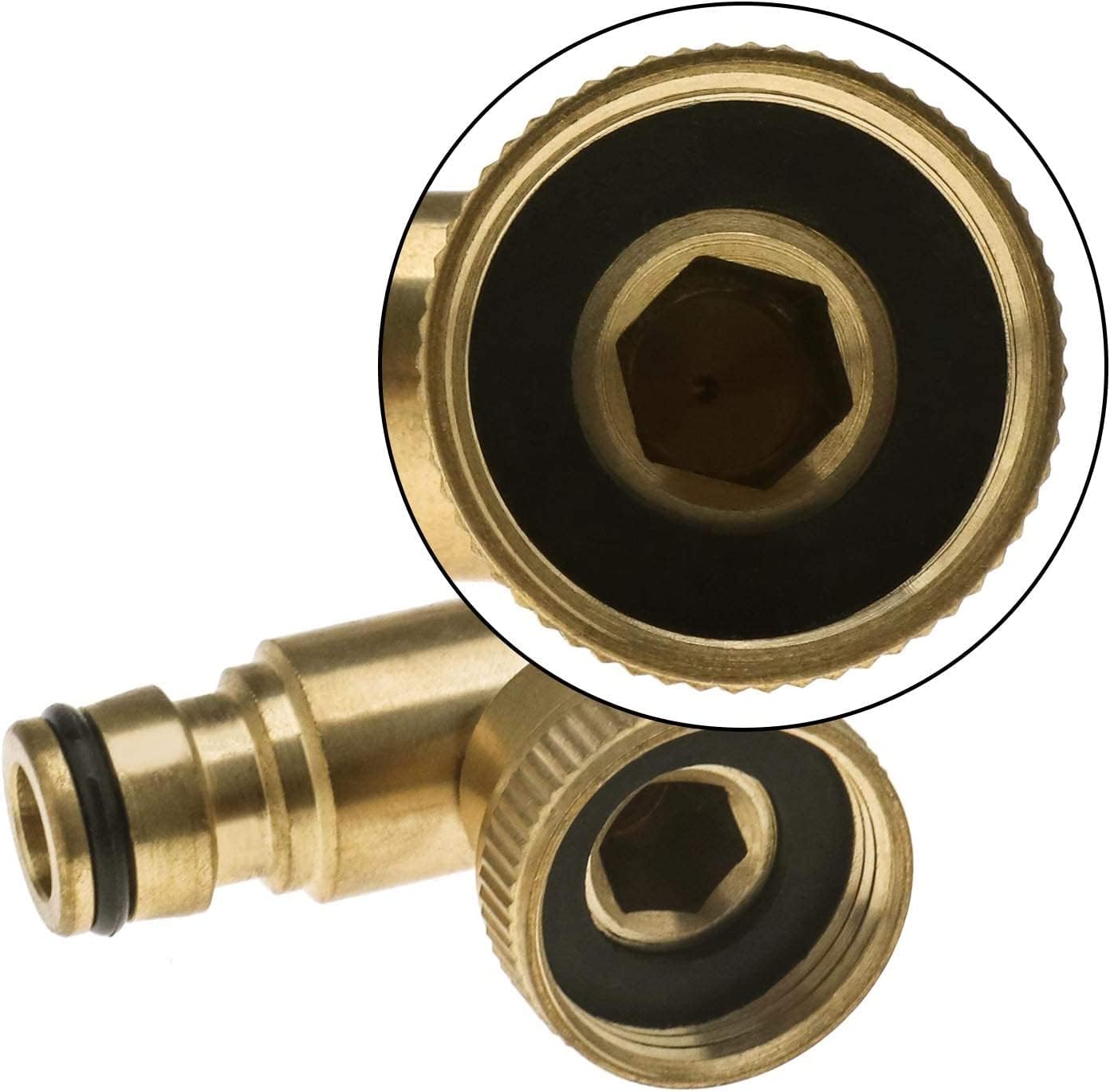 Thumbnail 3 de Hydrogarden 2Pcs 3/4" Quick Plug Hose Fitting with Brass Revolving Female Thread to 1/2" Hose Pipe (Rotating Direction)