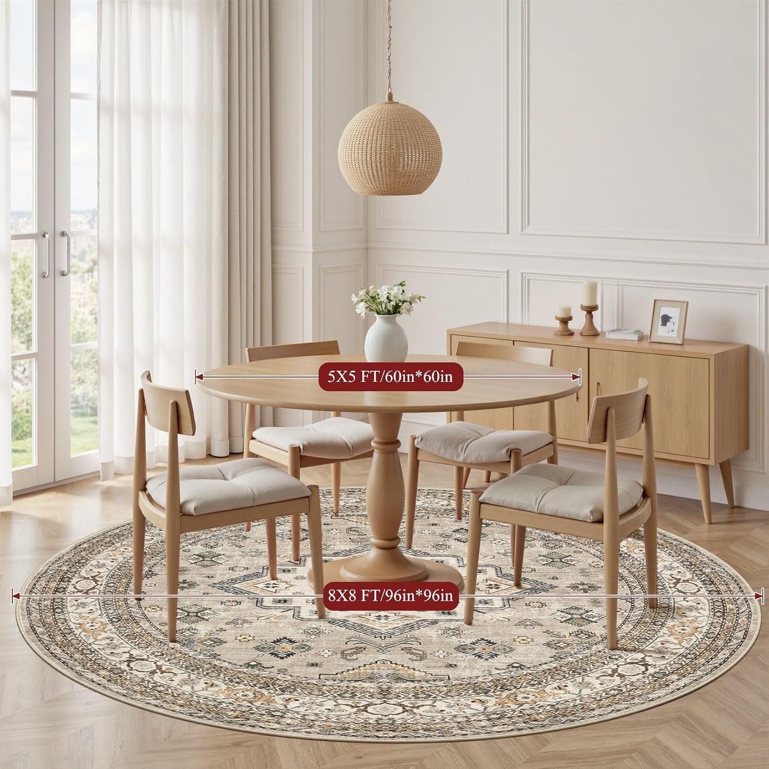 Detalle 2 de 8ft Round Vintage Area Rug 8x8