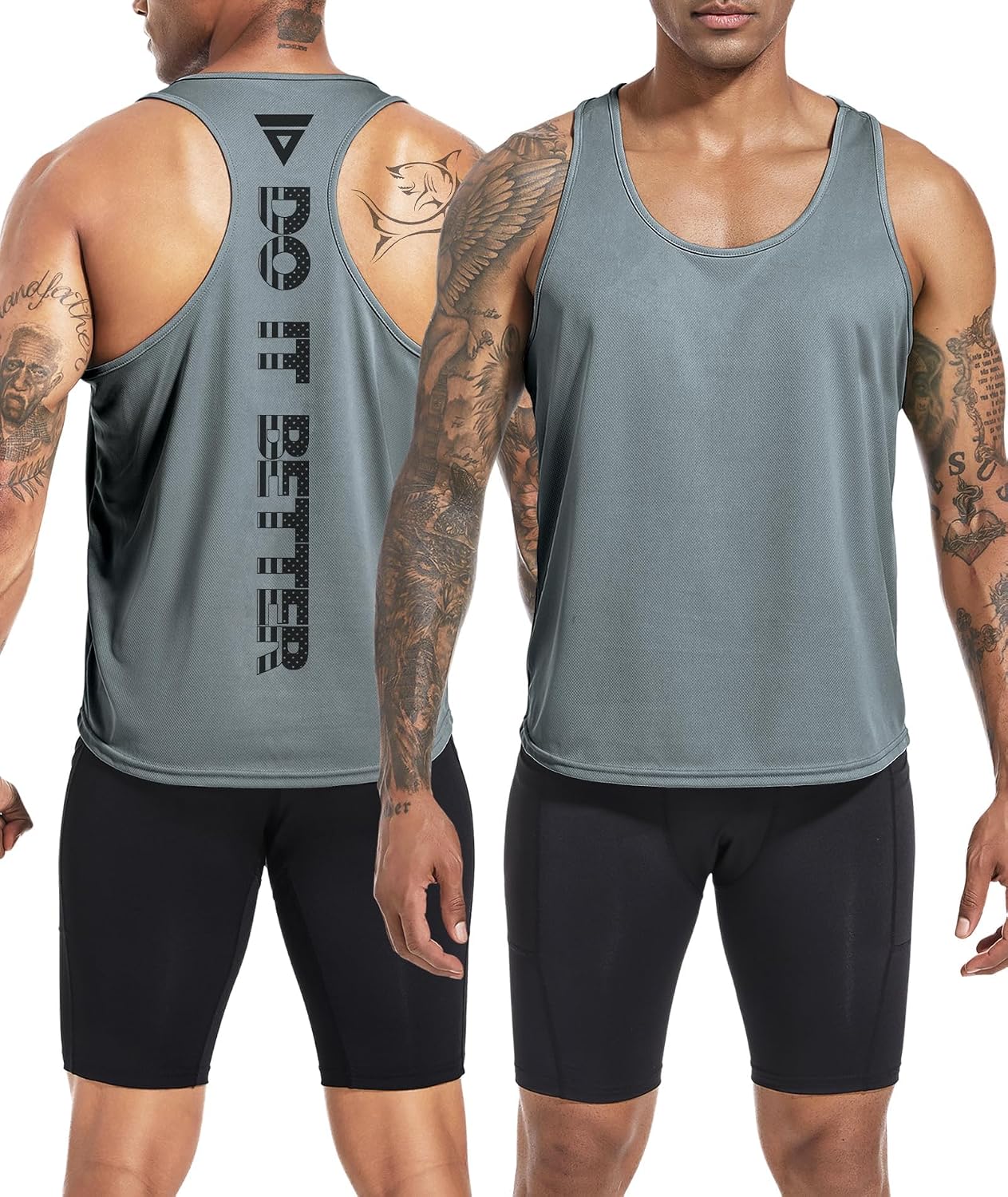 Detalle de Boyzn Men's Y-Back Dry-Fit Tank Tops (1 or 3 Pack) – Breathable Mesh Gym Vest