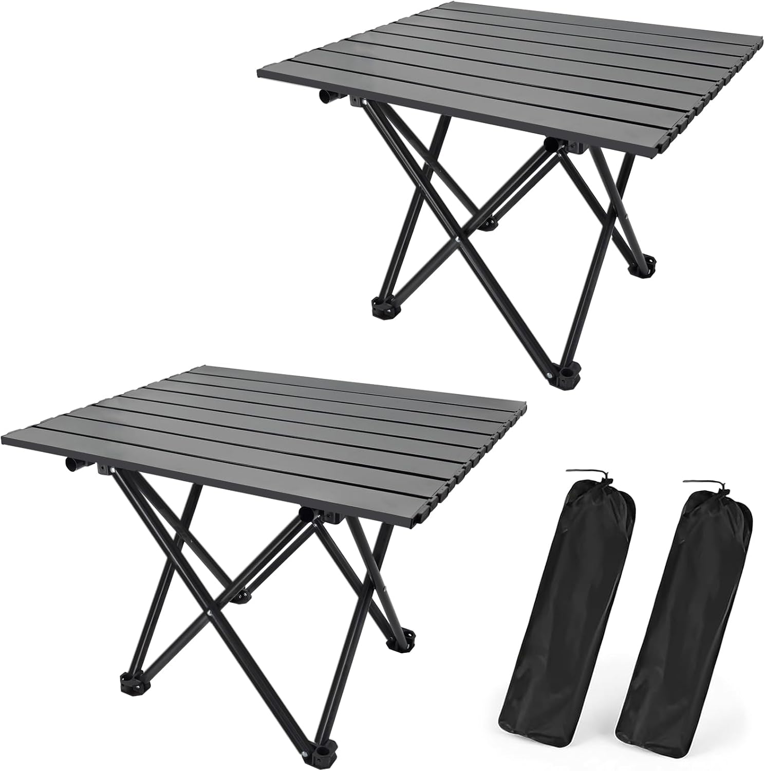 Detalle de hediya ct202601 2-Pack Folding Camping Tables, Black Iron with Carry Bag