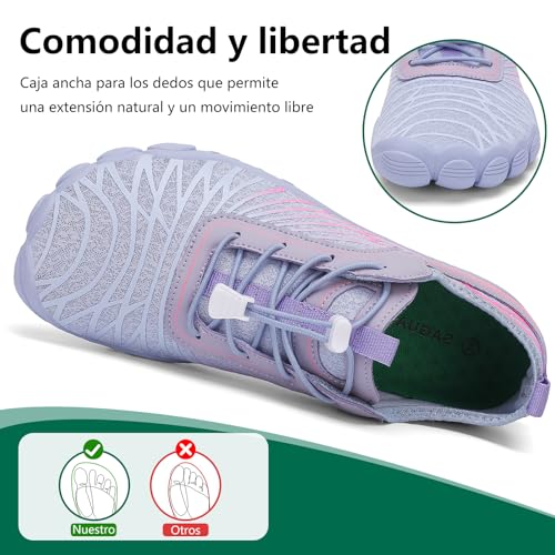 Thumbnail 2 de SAGUARO Barefoot escarpines de agua para mujer plegables, secado rápido y puntera ancha (morado oscuro, talla 38)