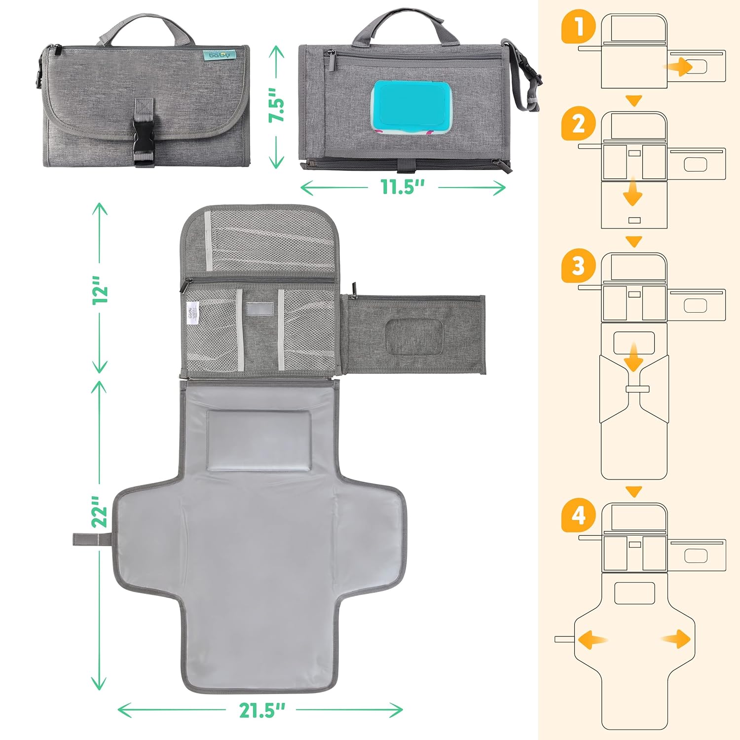 Thumbnail 4 de Kopi Baby Portable Diaper Changing Pad, Grey
