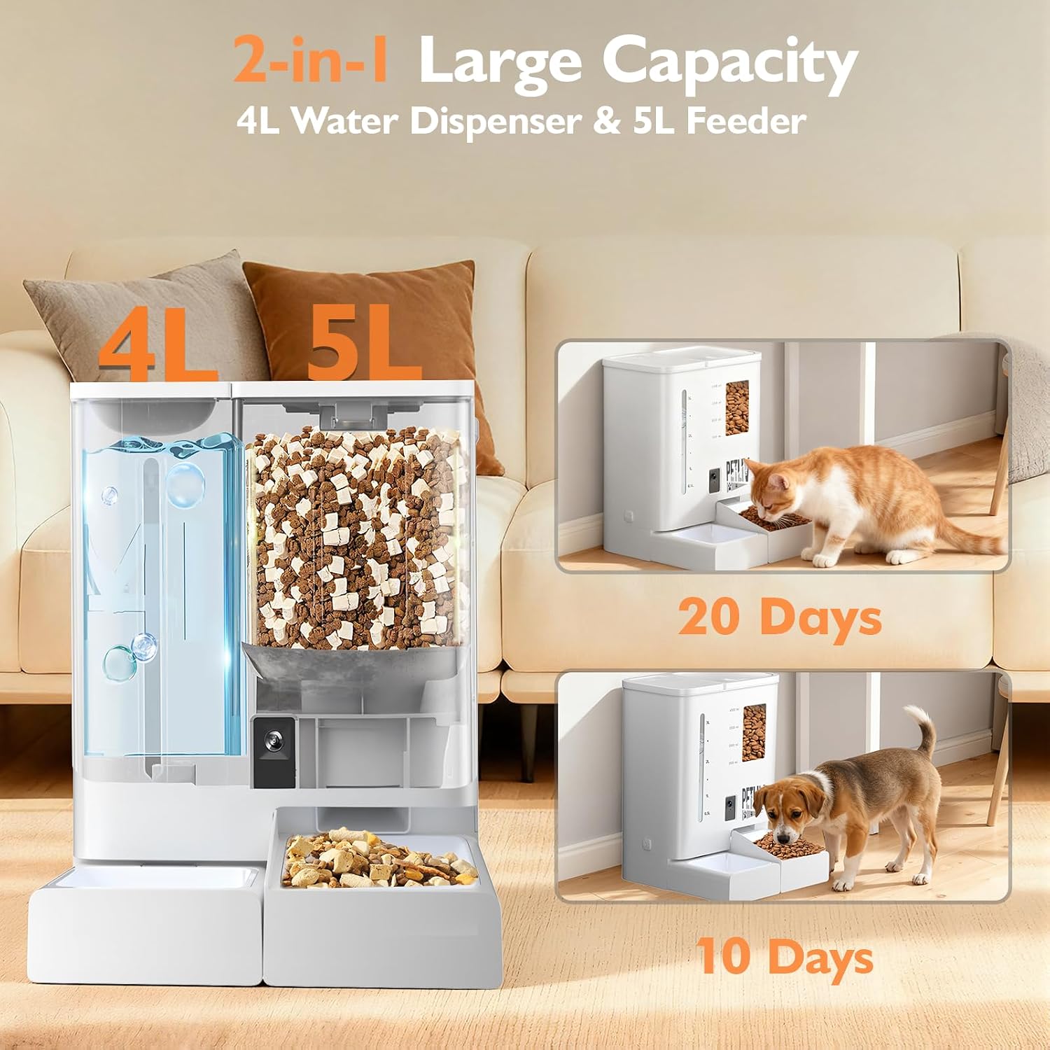 Detalle 2 de PETLIV Automatic Cat Feeder 5L with 2K Camera
