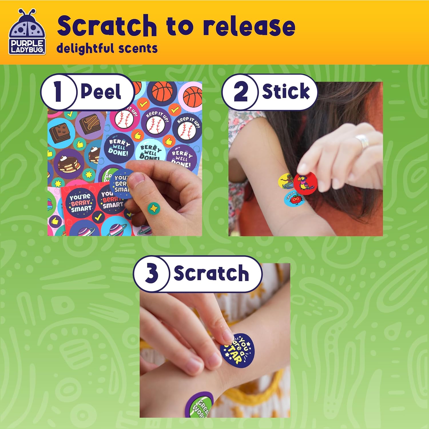 Thumbnail 4 de PURPLE LADYBUG 1260 Scratch and Sniff Stickers 1260pcs